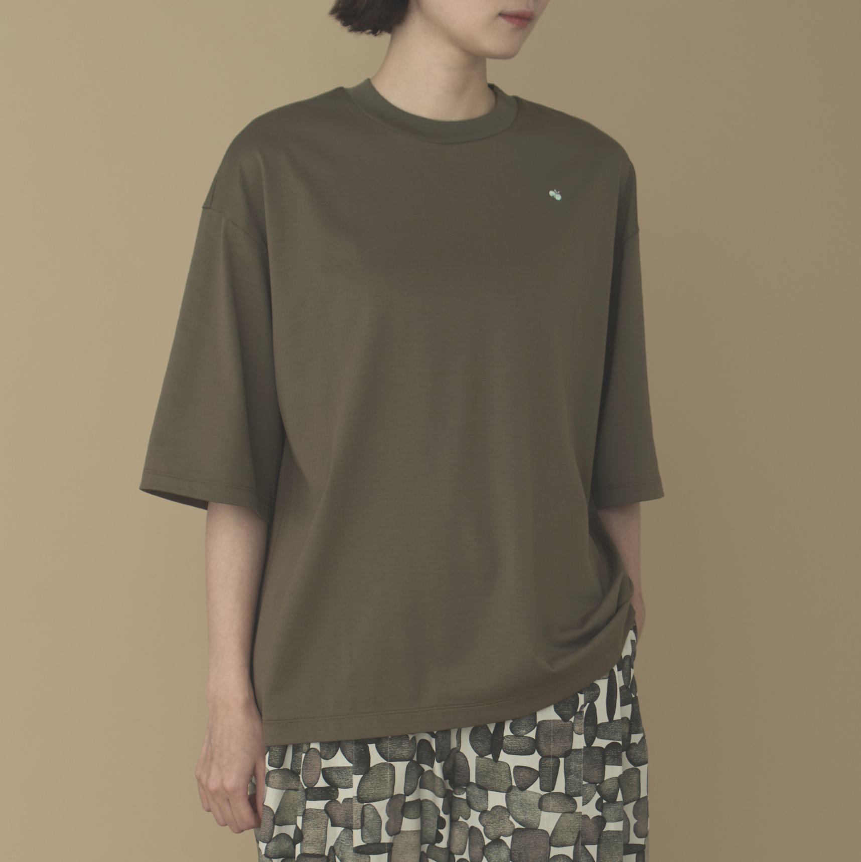 mina perhonen 刺繍入り ライトグリーンチュニック 半袖 未使用/2023/SS/定価5.5万】ミナペルホネン mina perhonen