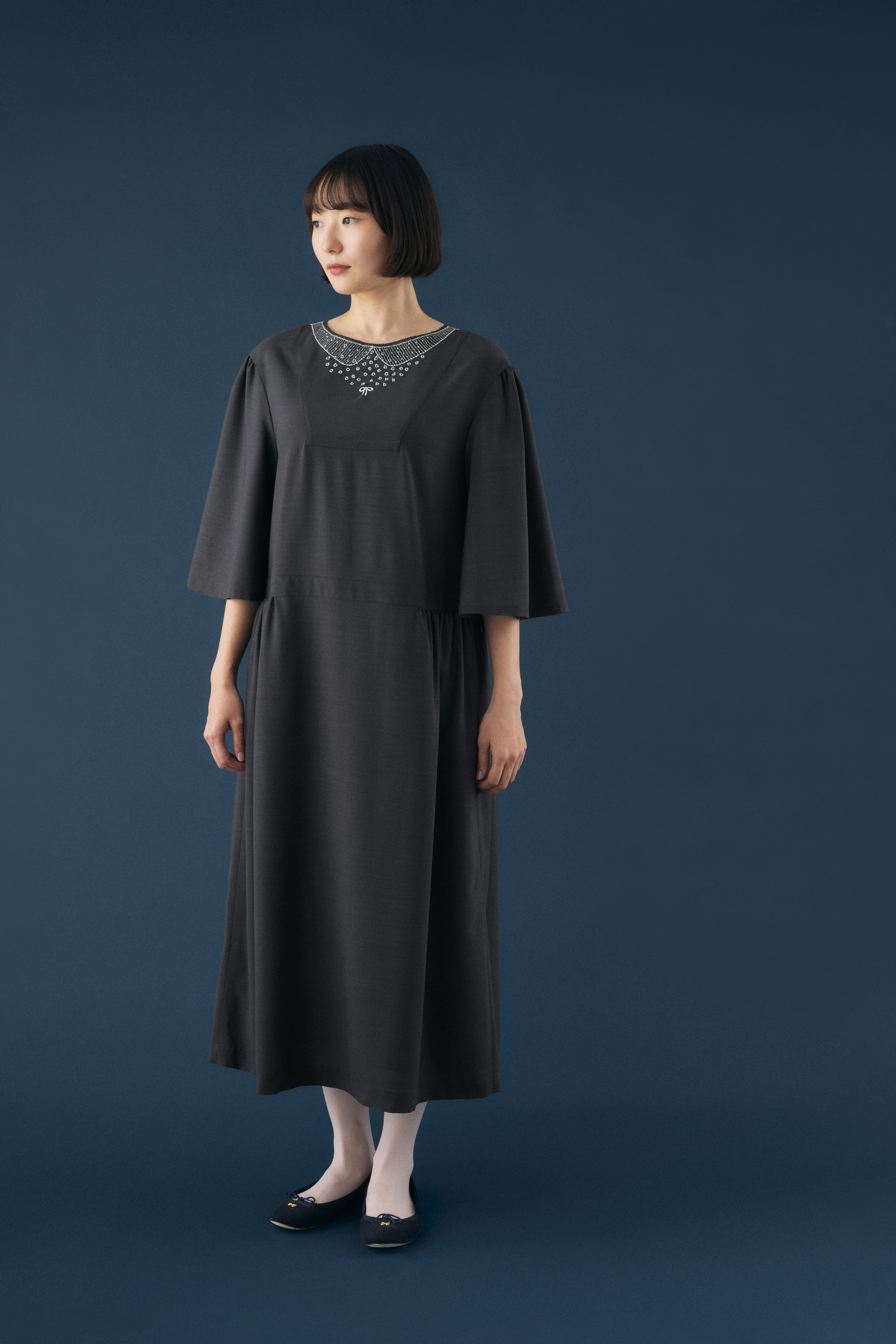 minä perhonen 七分袖ドレス グレー 110サイズ minä perhonen 七分袖ドレス グレー 110サイズ minä perhonen 七分袖