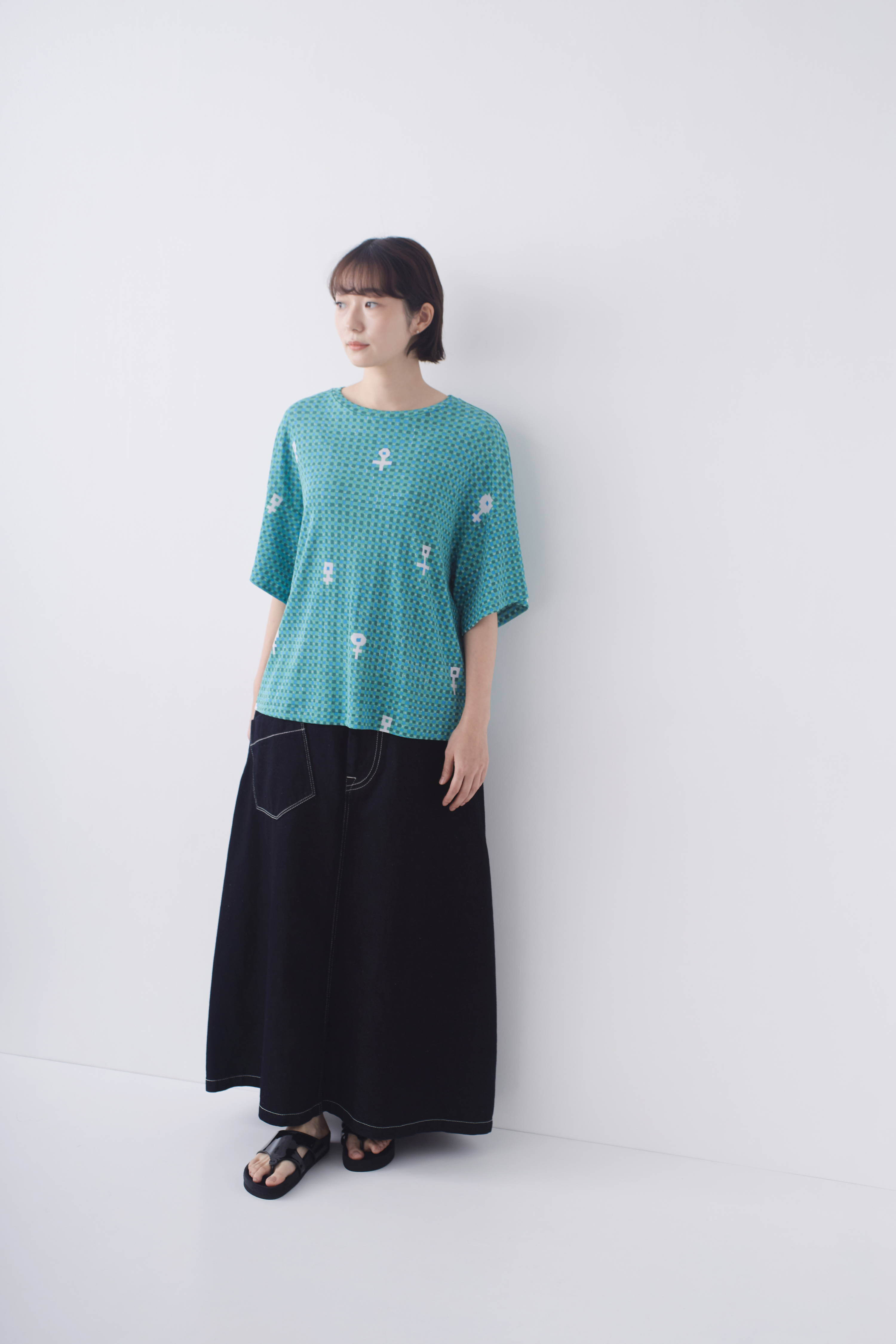 半額SALE☆ ミナペルホネン flowerカットソー cross Tシャツ