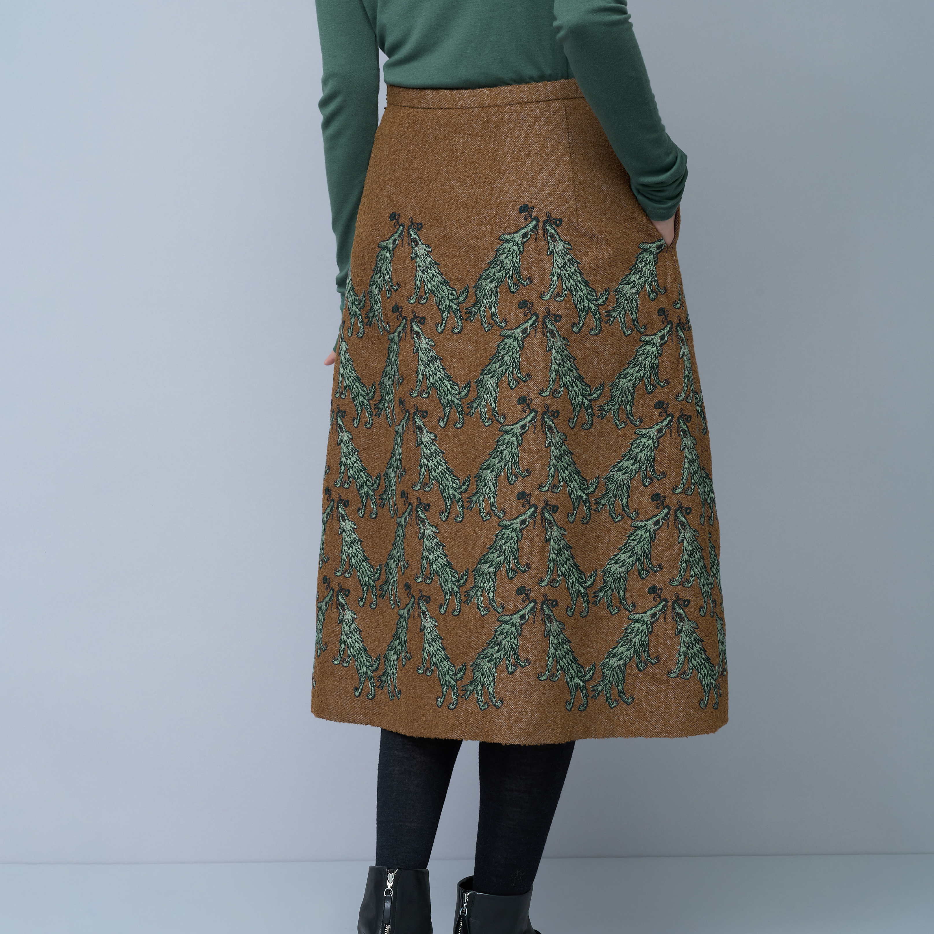 wolf & flower セミフレアスカート - minä perhonen