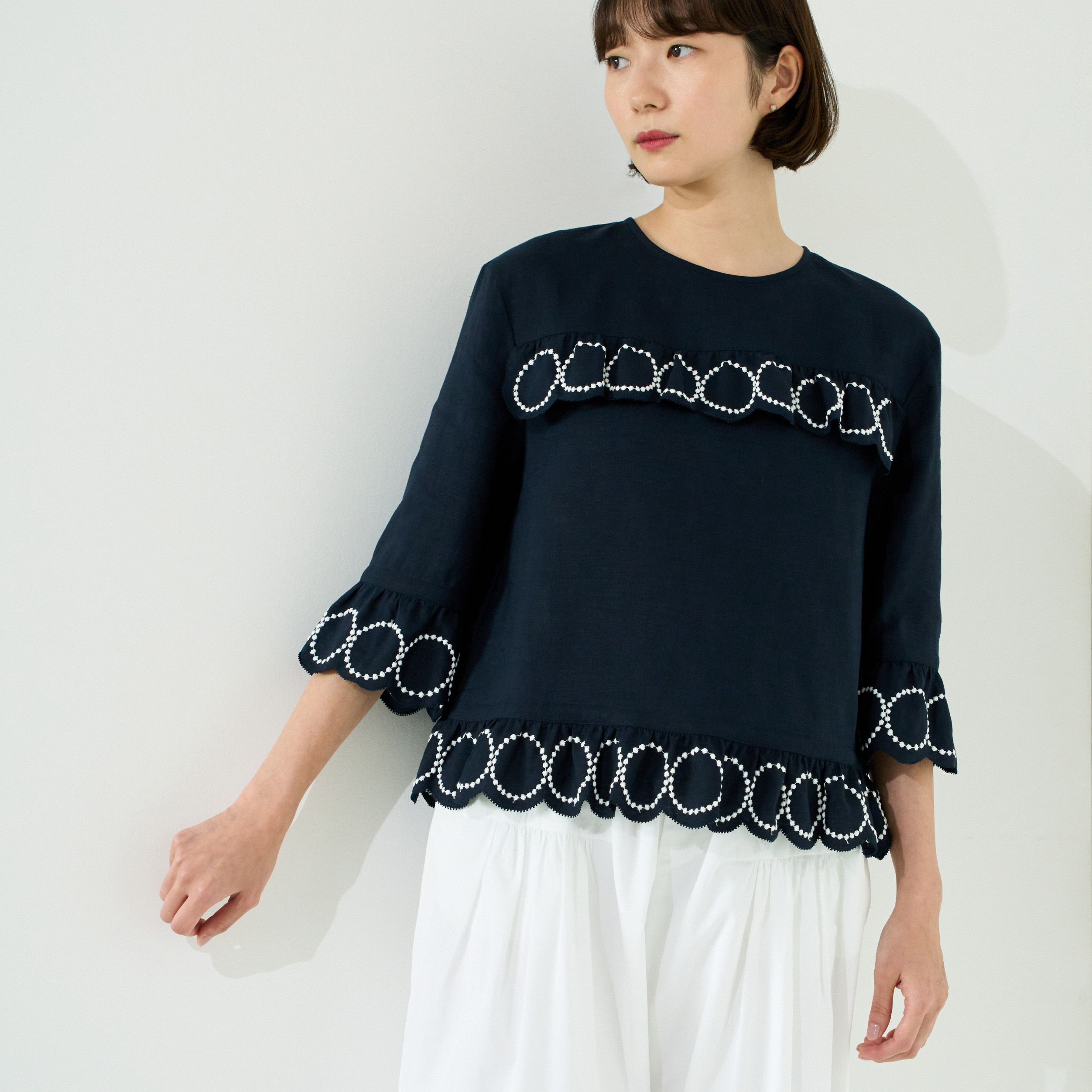ミナペルホネン　choucho ハーフスリーブブラウス　2025 s/s 000000297845_OLPtoOQ.jpg