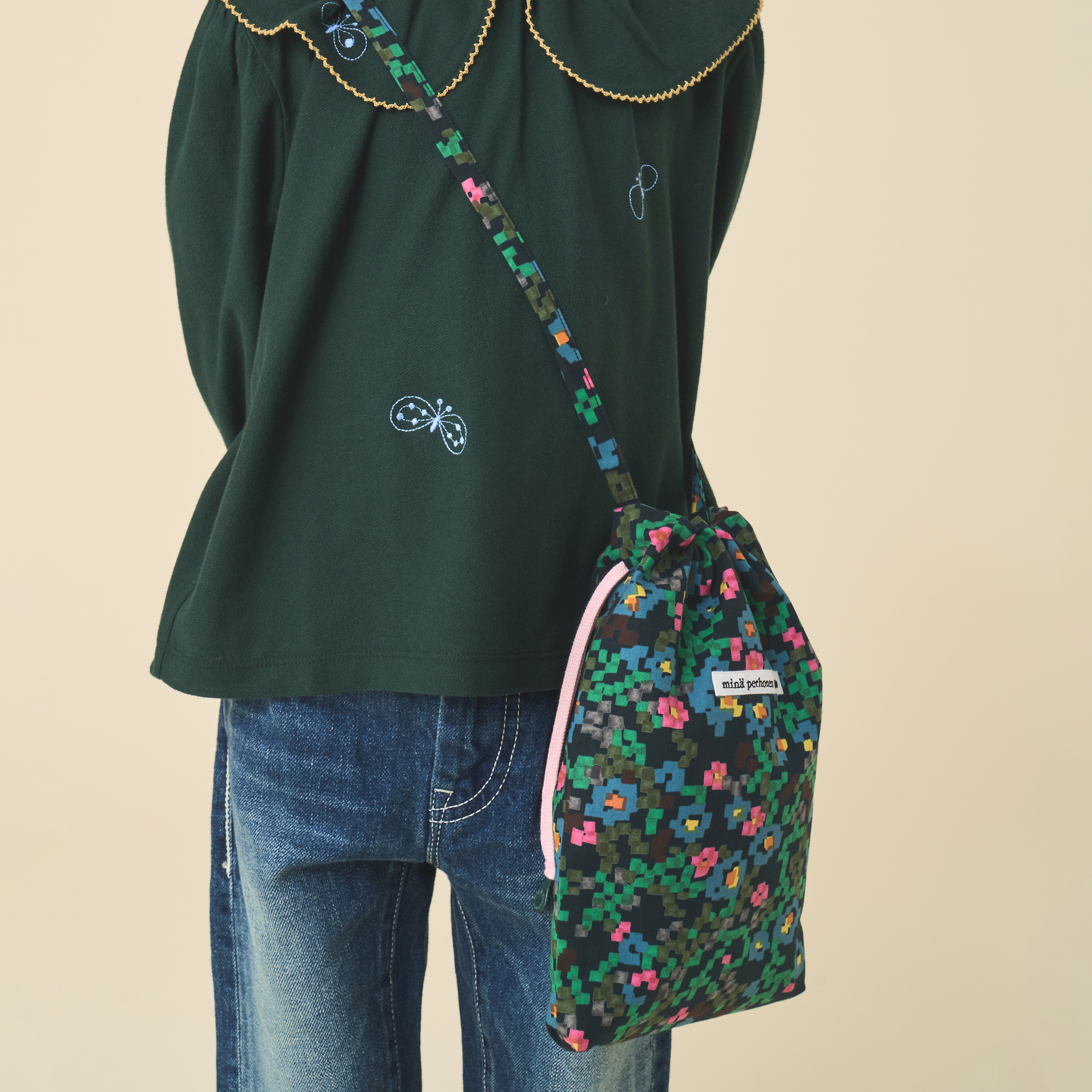 ミナペルホネン　織生地　twigワンピースとmini bag2点セット ミナペルホネン 織生地 twigワンピースとmini bag2点セット