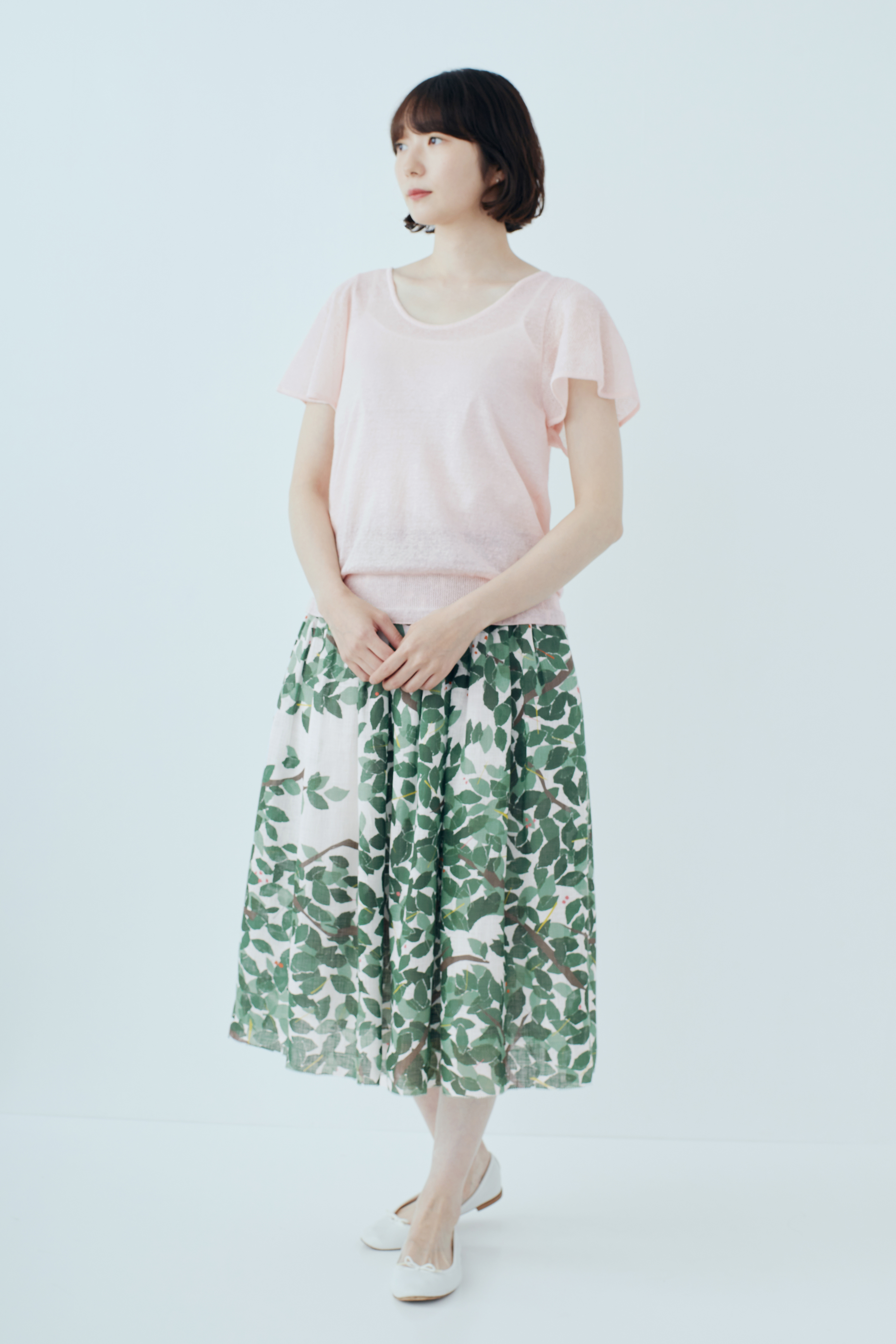 美品✨️ミナペルホネン nap ナップ リーフ柄 シルク混 スカート 美品✨️ミナペルホネン nap ナップ リーフ柄 シルク混 スカート