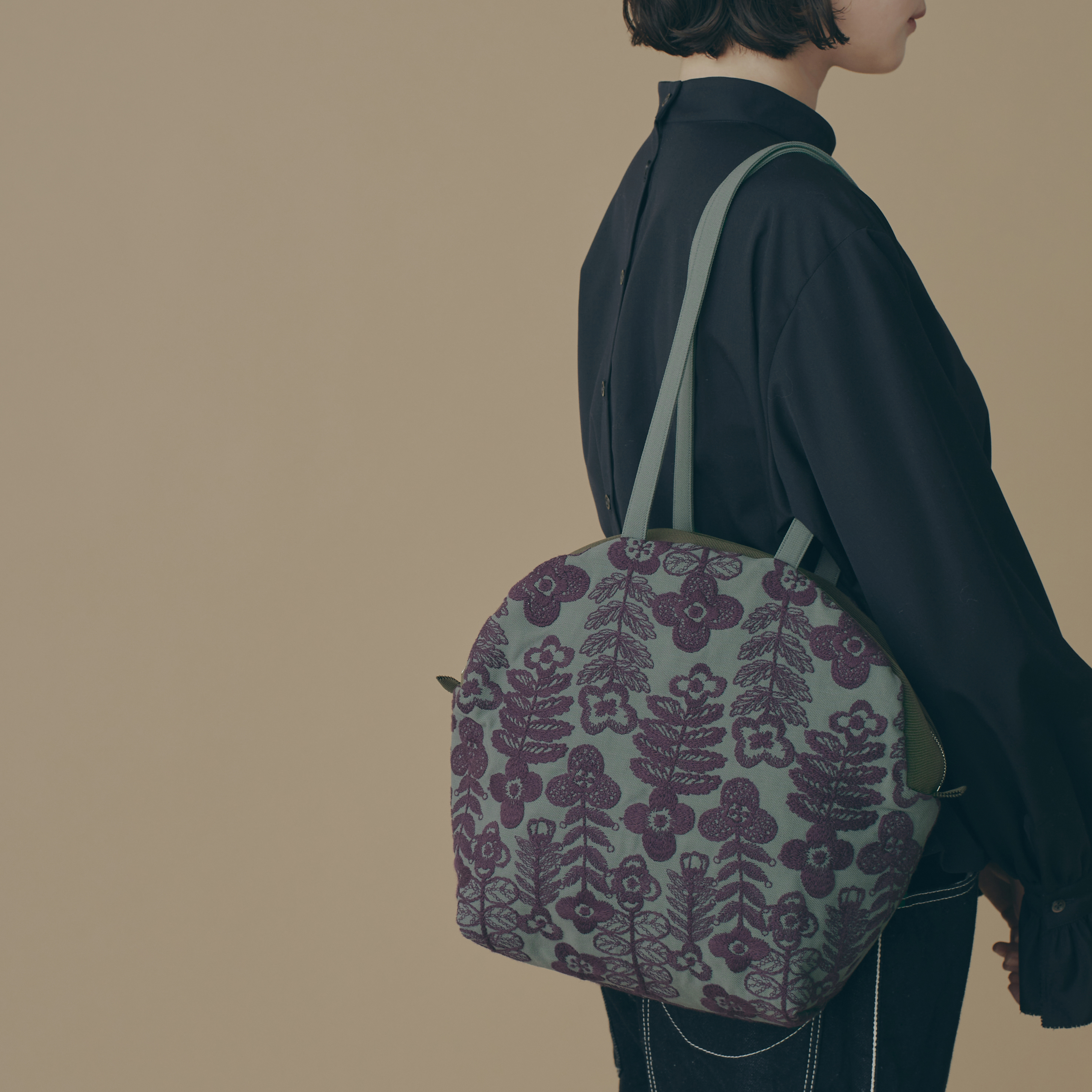再販△ミナペルホネン△ハンドメイド△2way tape bag light petal fence pear bag / drop bag - minä perhonen