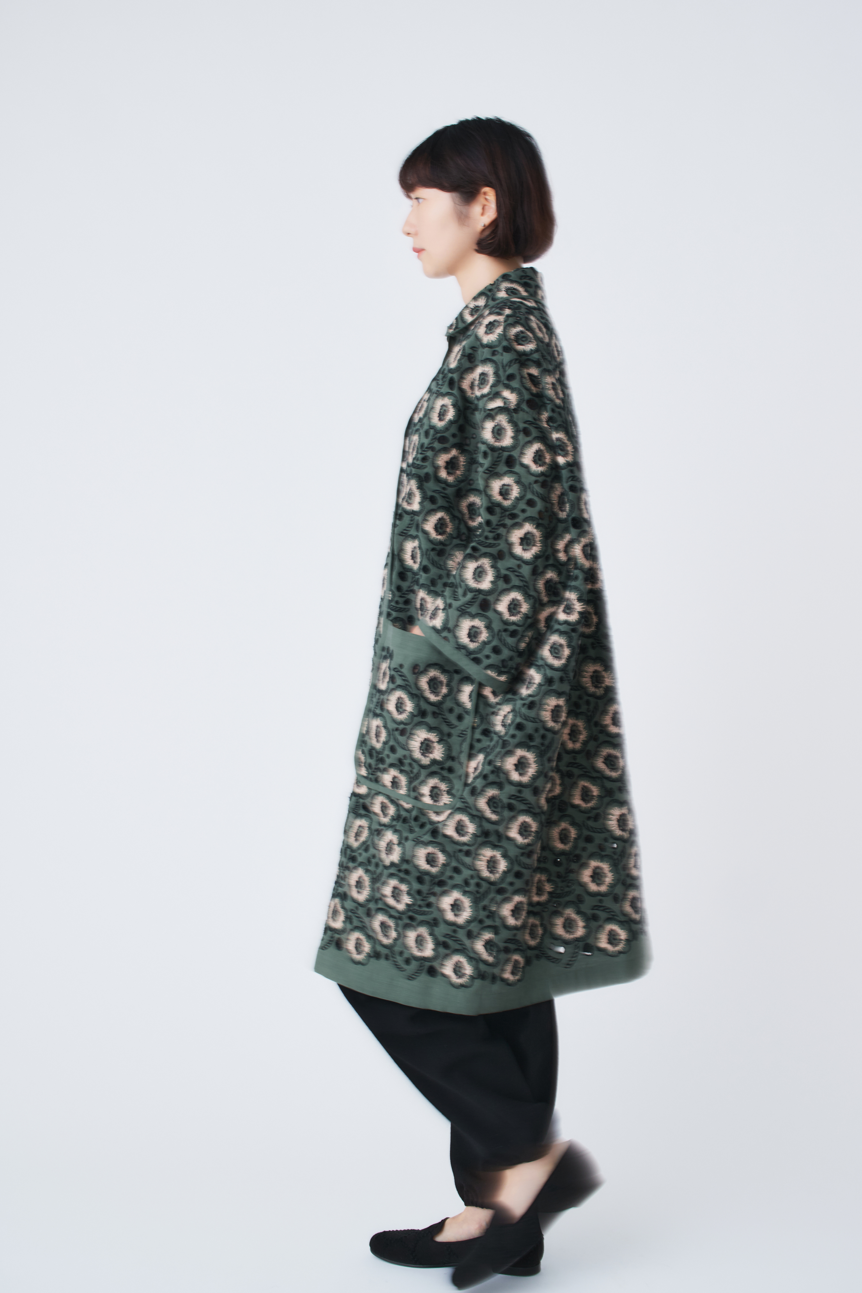 mina perhonen confettiコート　チャコール mina perhonen ミナペルホネン *confetti コート*36コットン