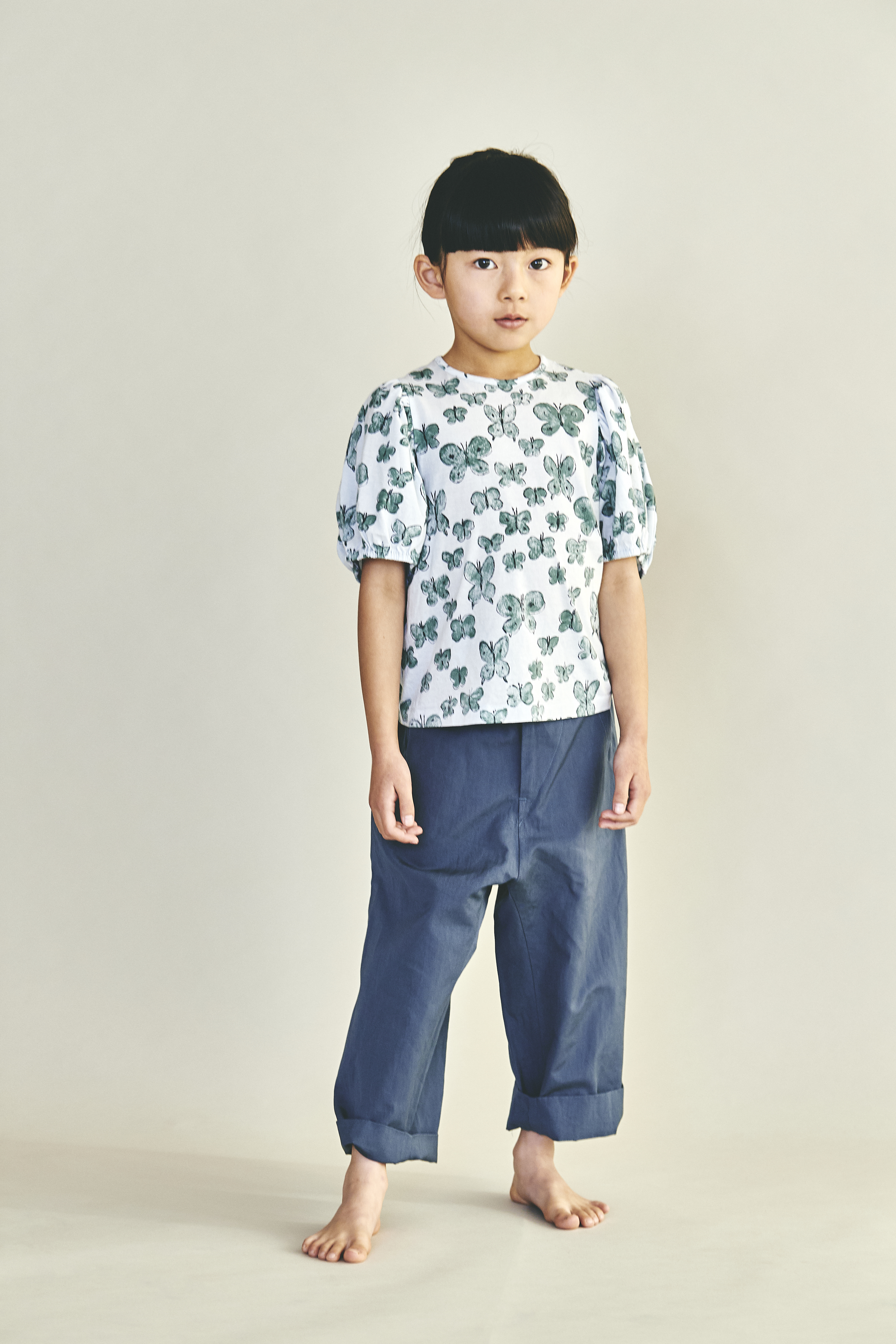 23ss ミナペルホネン kids コットン リネン テーパード パンツ 130