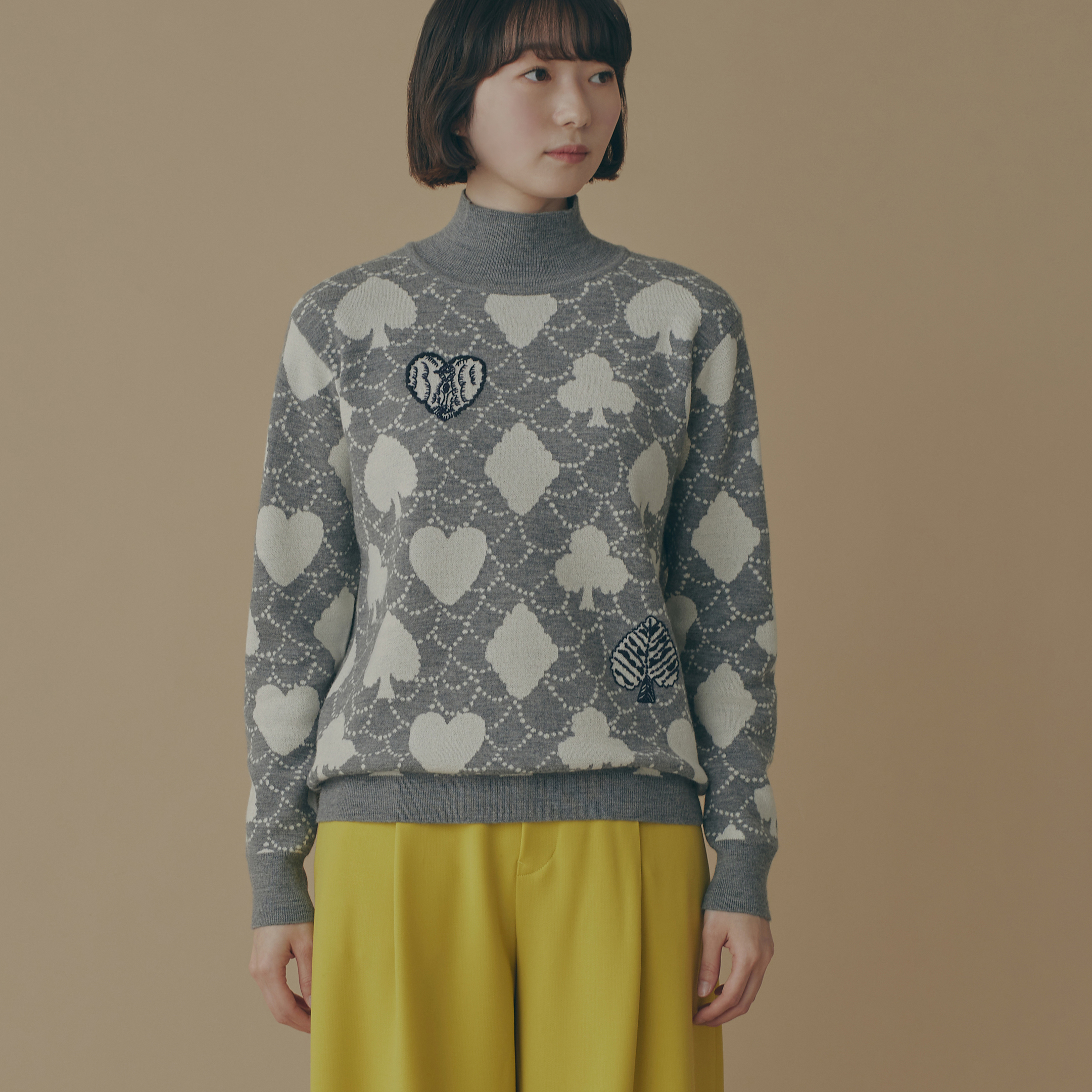 美品✨ミナペルホネン　長袖ブラウス　ドット　水玉　格子　レインサンプル　丸襟 mina perhonen - mina perhonen ブラウス シャツ ドット 水玉