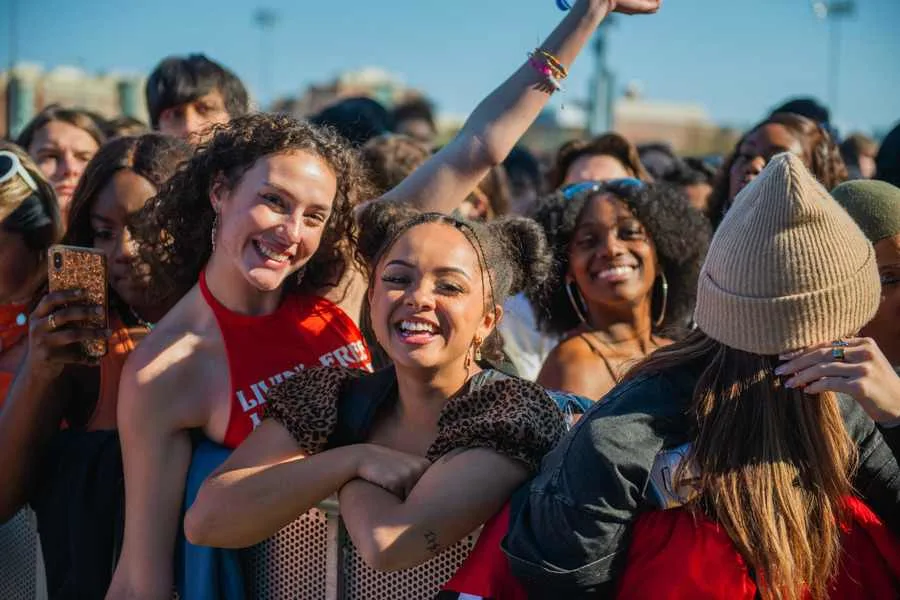 students in a crowd at Movin' On concert