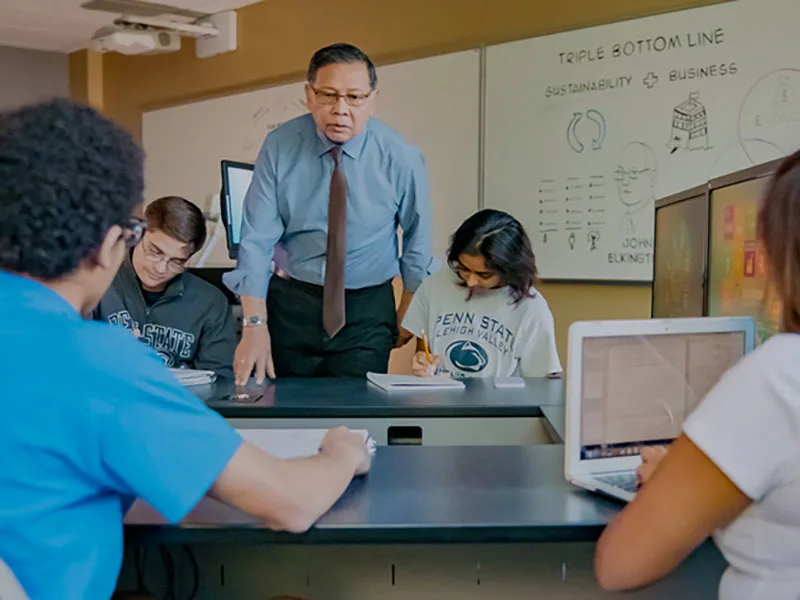 Penn State Lehigh Valley faculty member teaching in a classroom