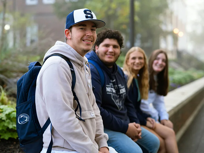 Four students outside at Penn State Schuylkill.