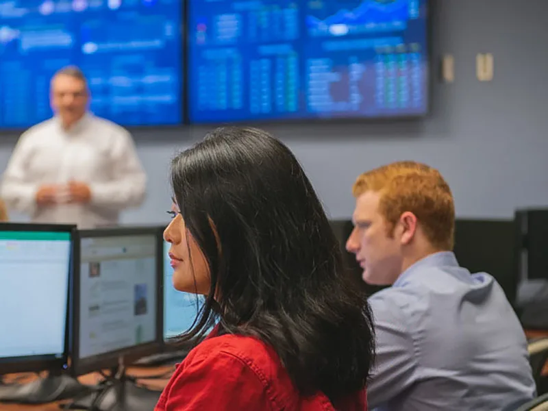 Students at Penn State Behrend in a business classroom