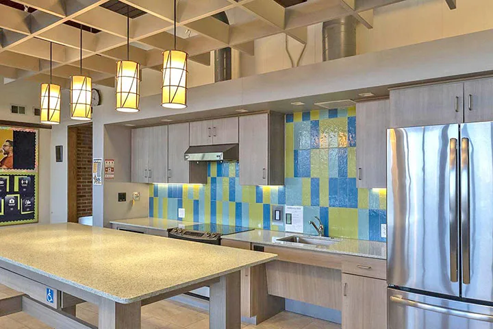 Photo of a kitchen space within a campus residence hall