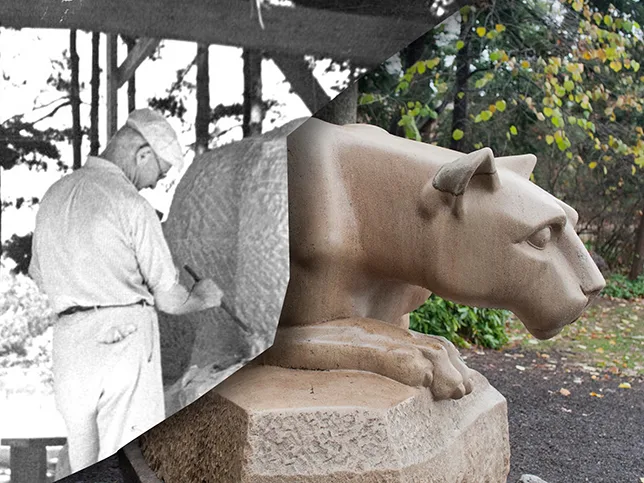 Nittany Lion Shrine being sculpted