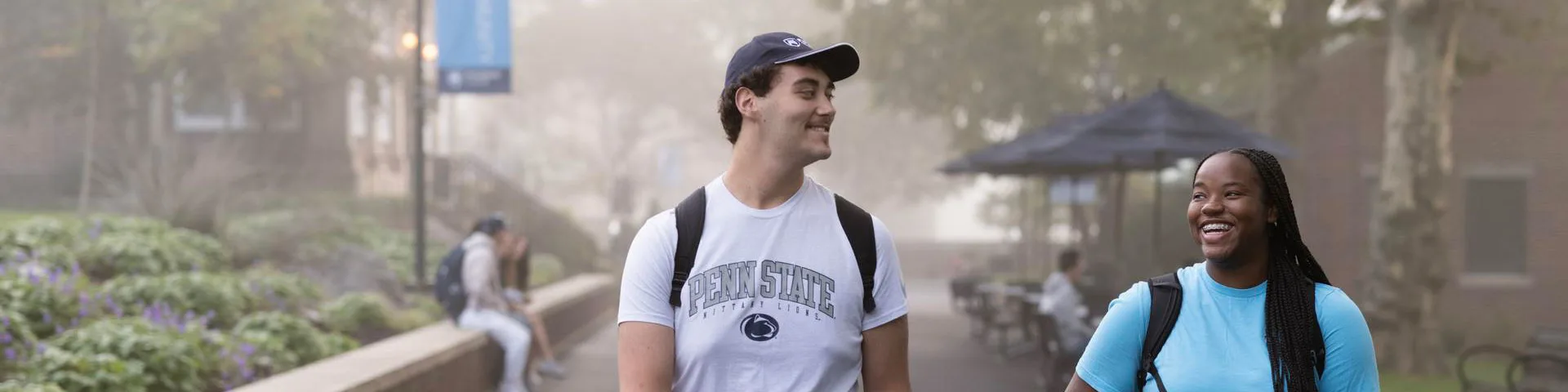 Two students walking together at Penn State Schuylkill campus