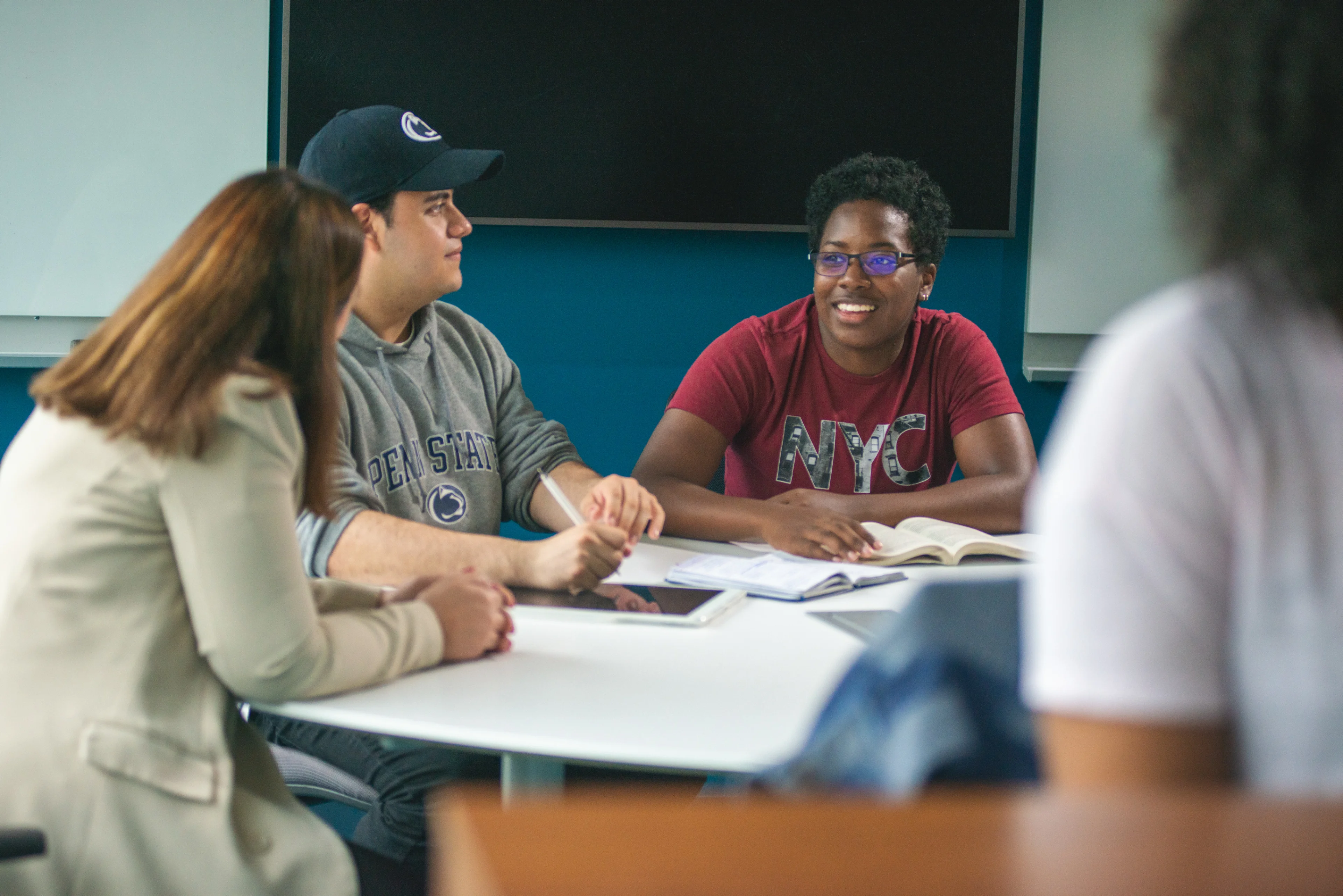 Students studying in classroom.