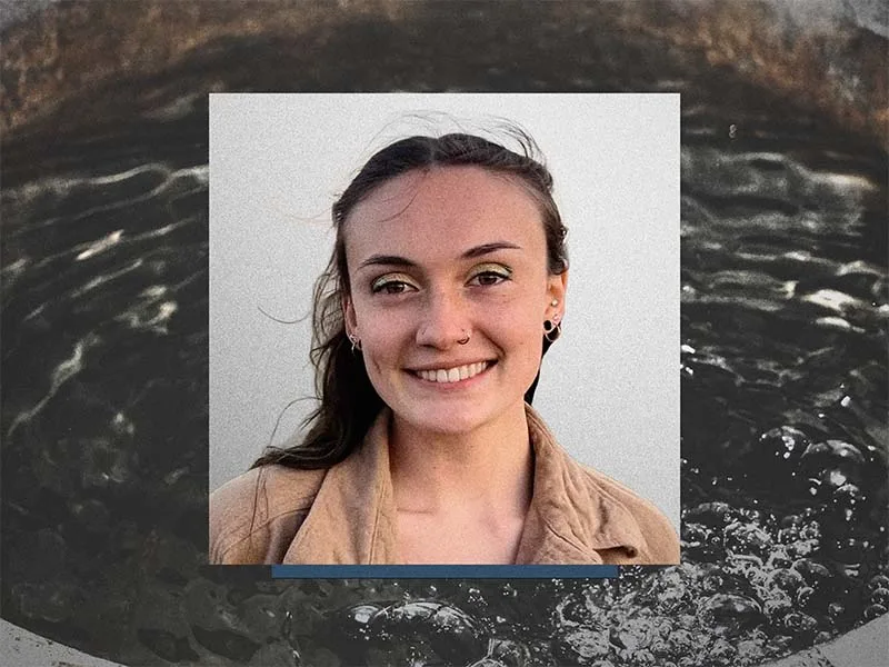 Kelly Kosiarski headshot overlayed onto water well