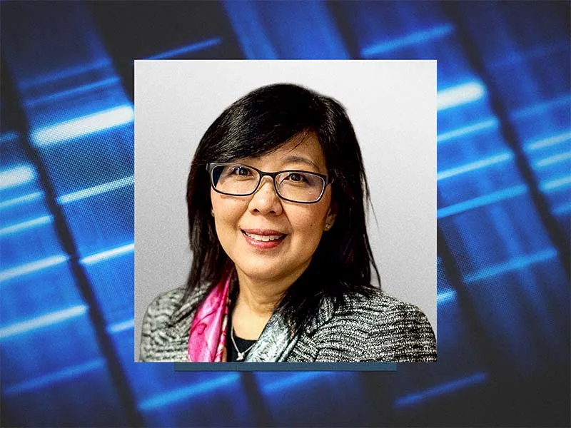 Karen Kim headshot overlayed on research tools.