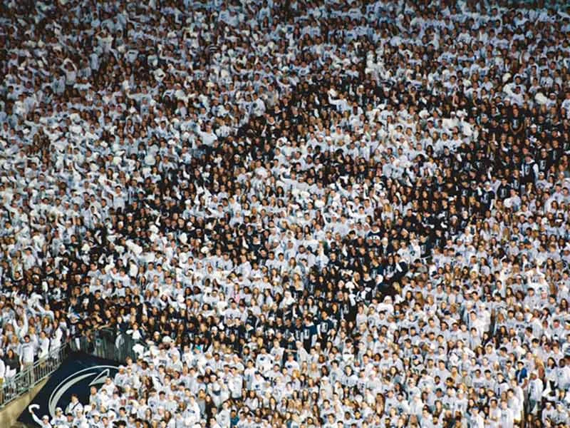 Photo of the student section at a PSU football game