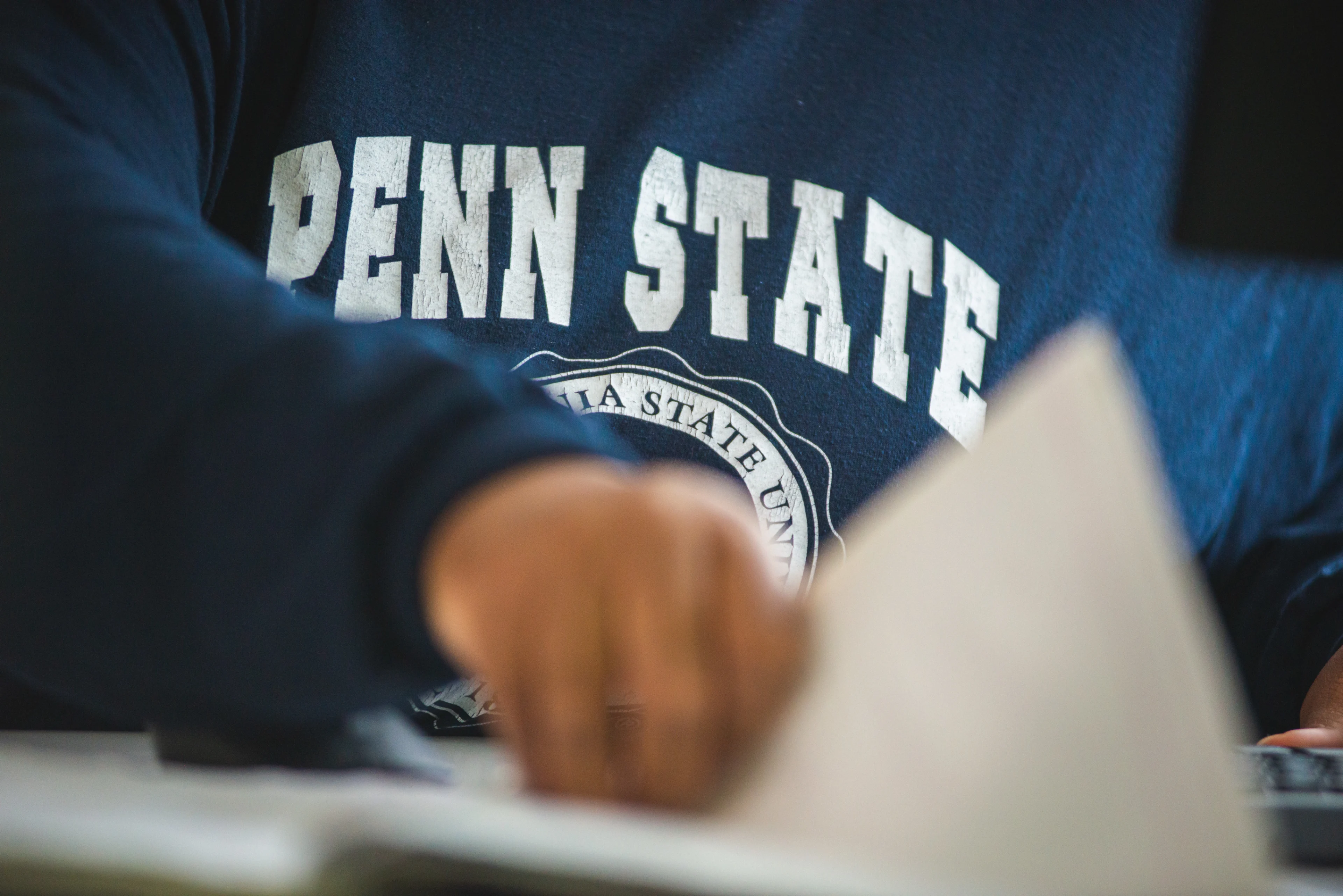 Student shirt with Penn State printed on front.