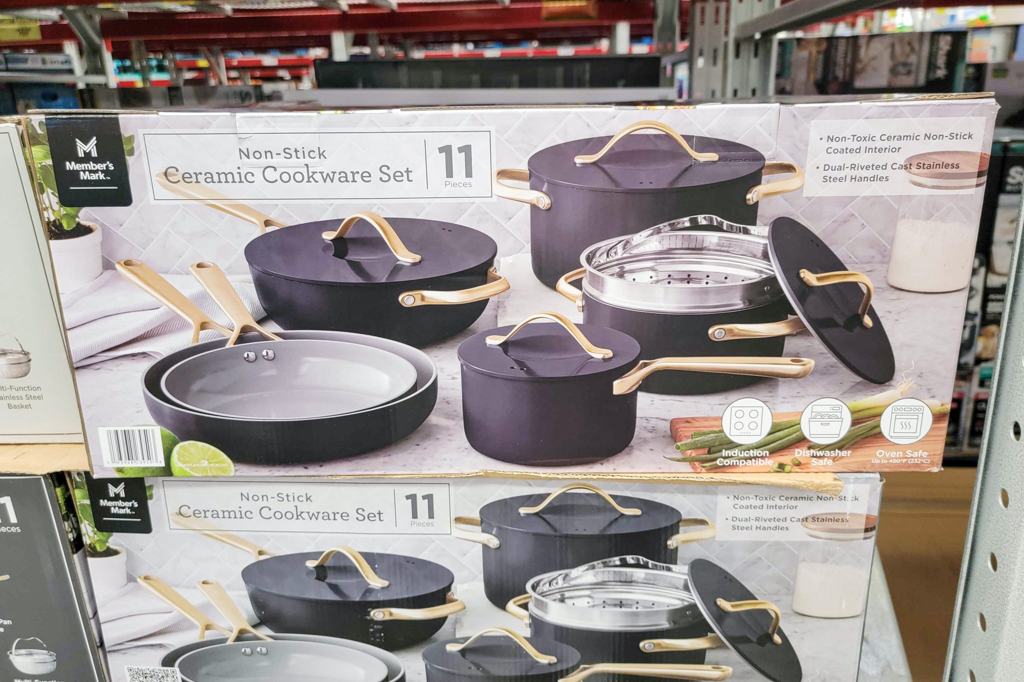 Members Mark 11 pc Ceramic Cookware Set (Blue & Gold) for Sale in