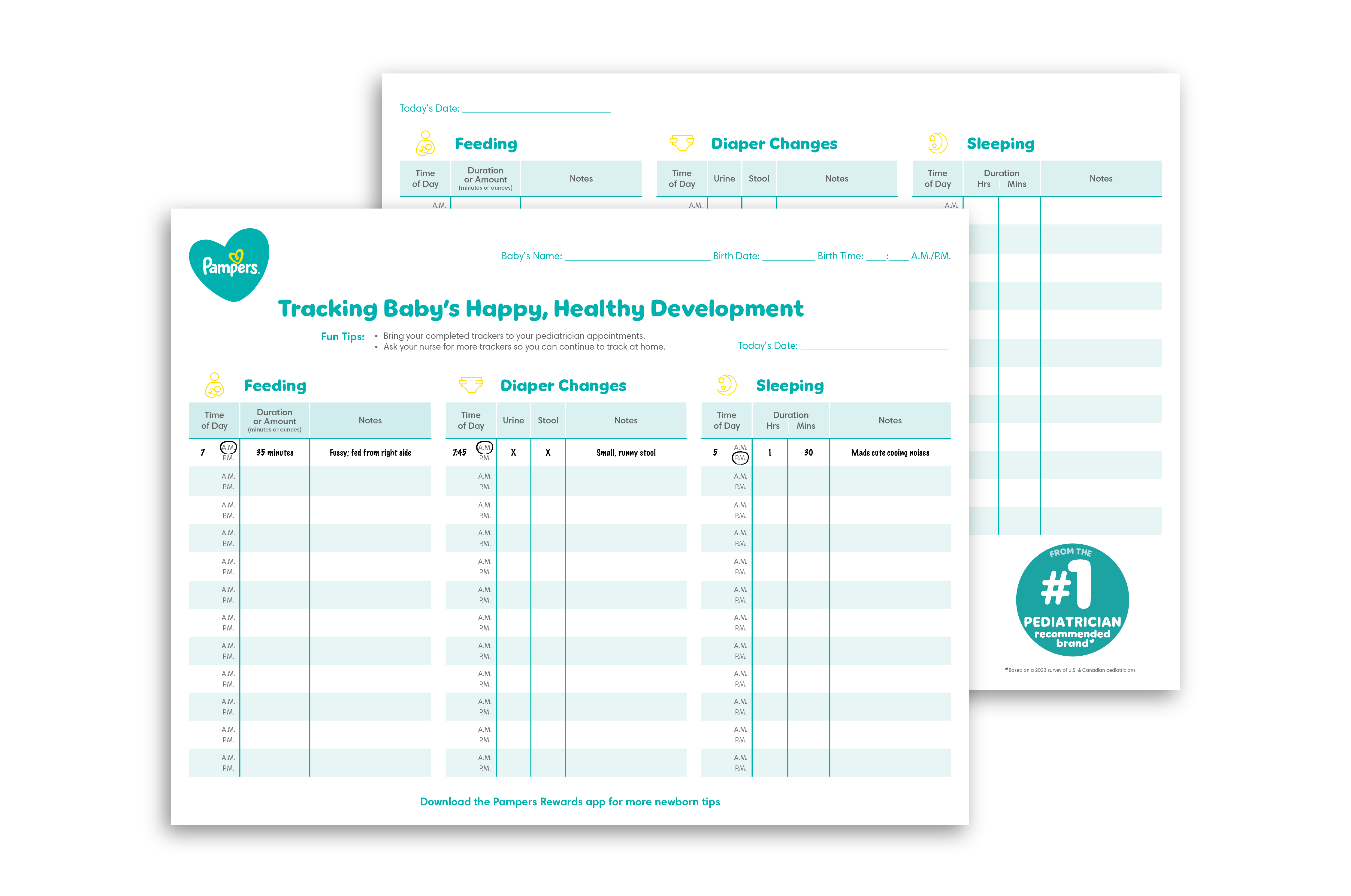 Feeding, Changing, and Sleeping Tracker