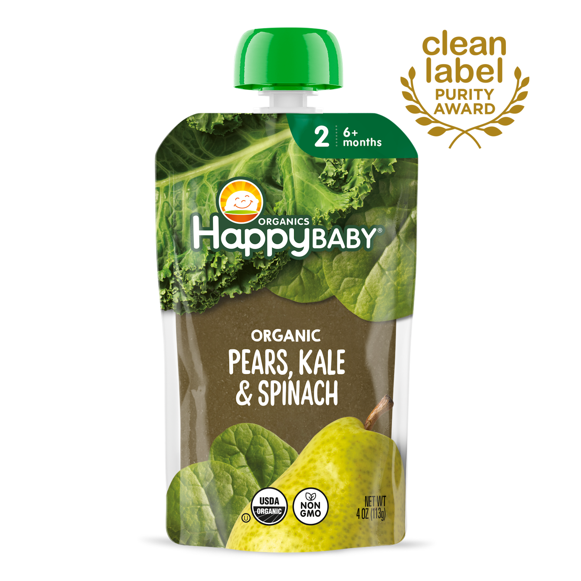 Organic Pears, Kale Spinach Puree Pouches Happy Baby Organics