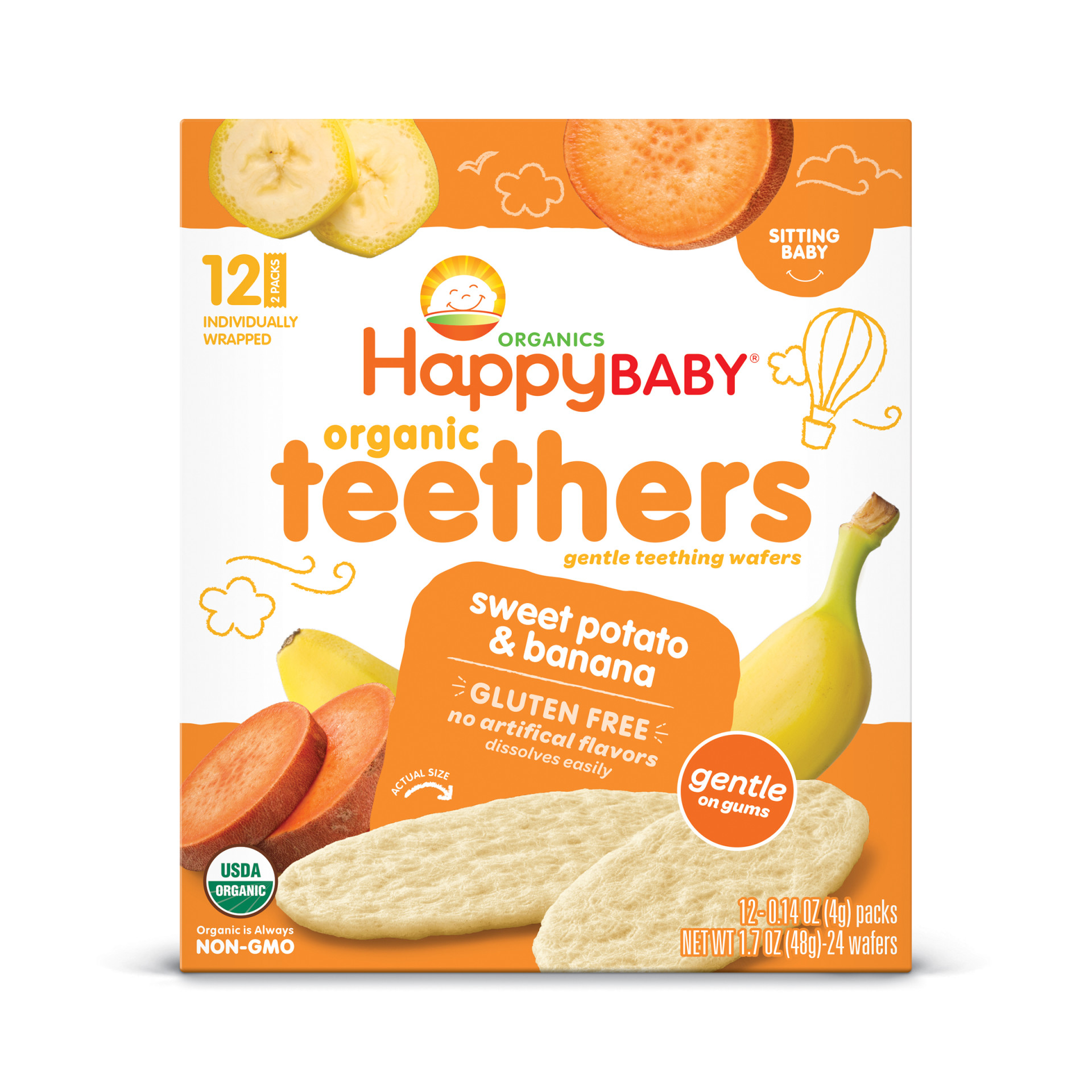 Sweet Potato & Banana Teething Wafers | Happy Baby Organics