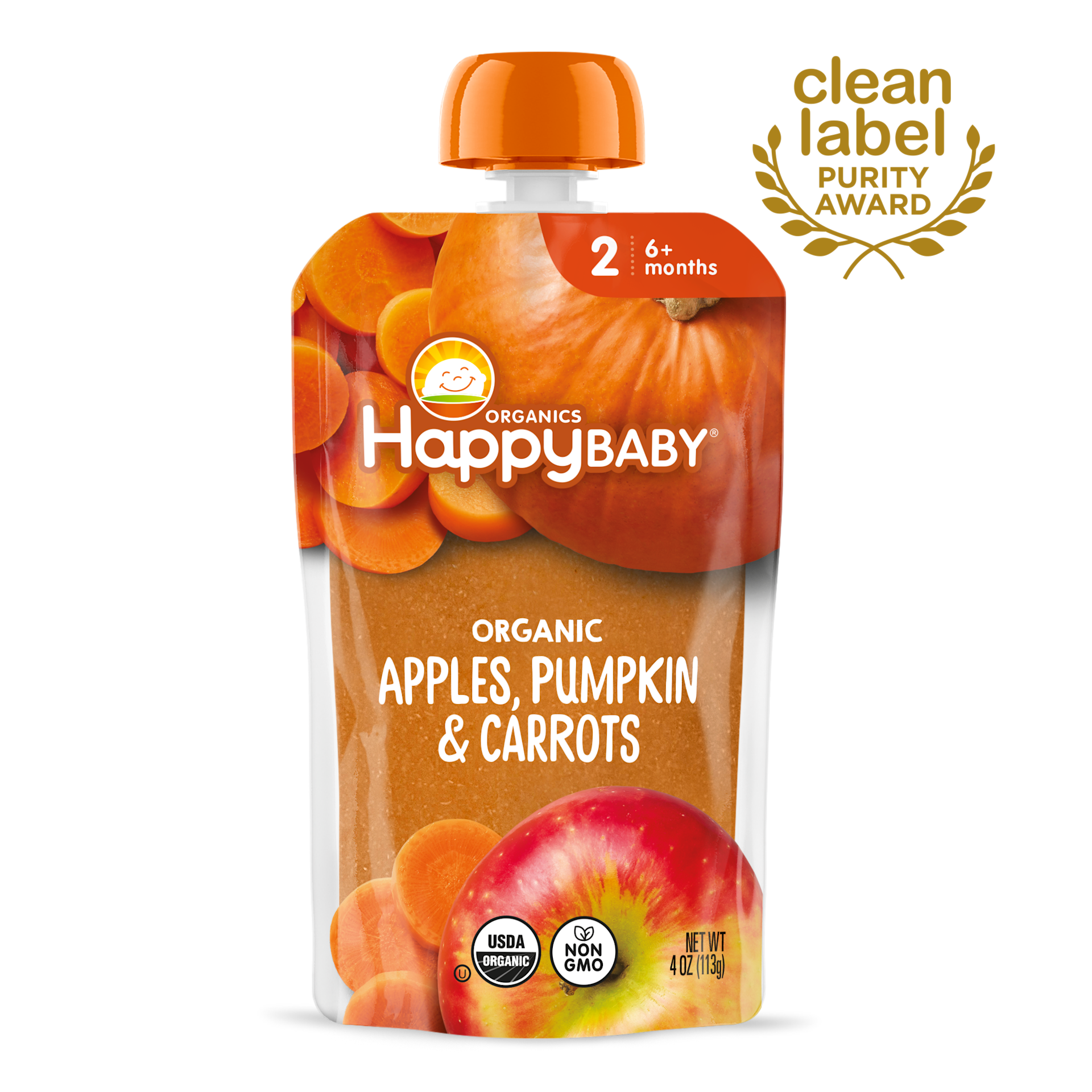 Apples, Pumpkin Carrot Puree Pouches Happy Baby Organics