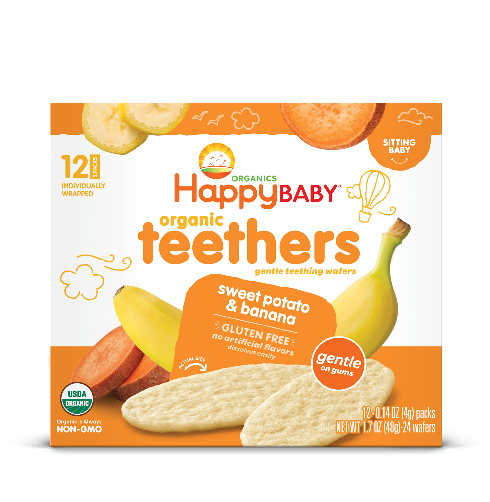 Organic Sweet Potato Banana Teething Wafers Happy Baby Organics