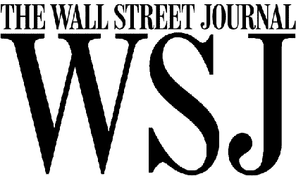 Words in black "The Wall Street Journal WSJ" on a gray and white checkered background.