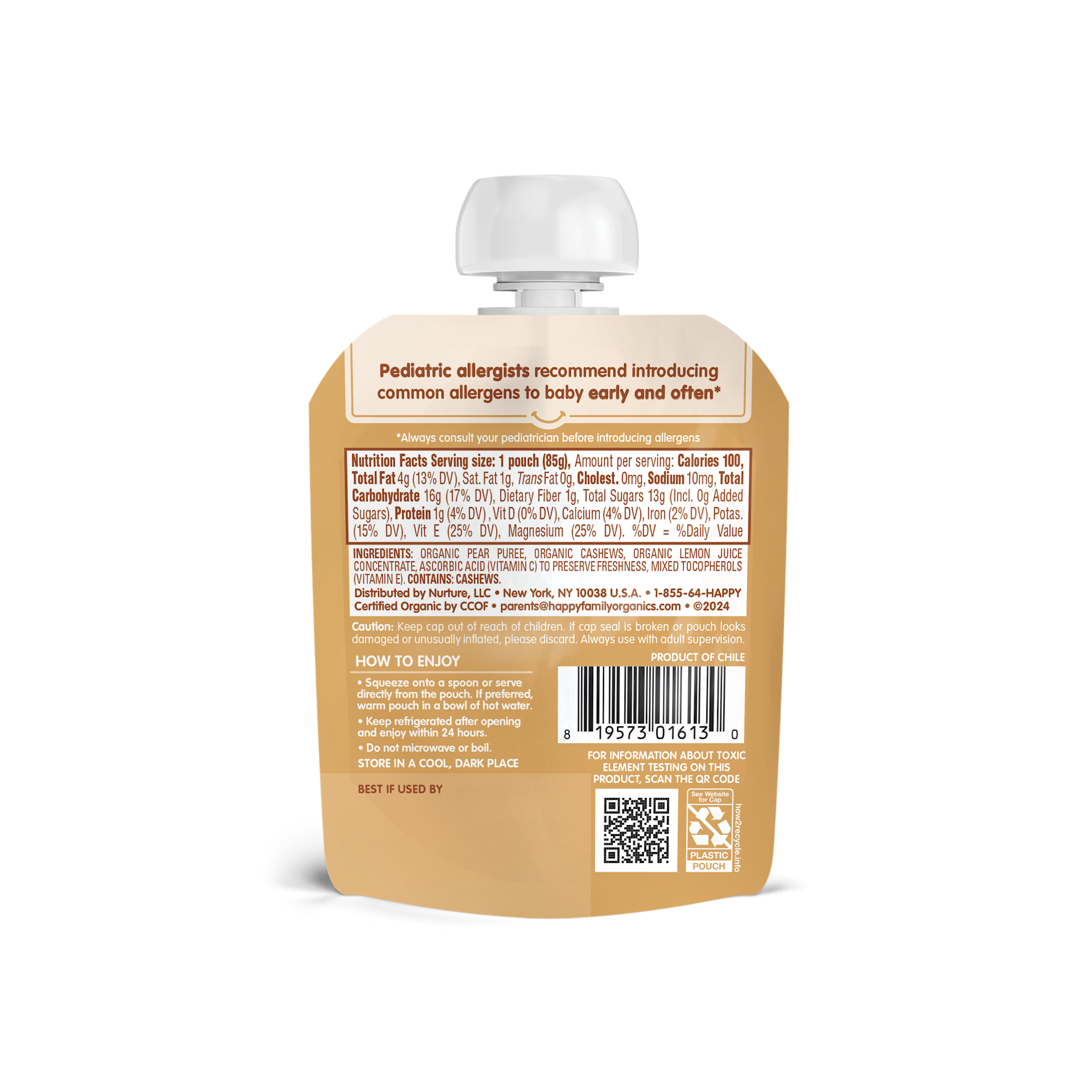 Nutty Blends Pear & Cashew Pouches | Happy Baby Organics