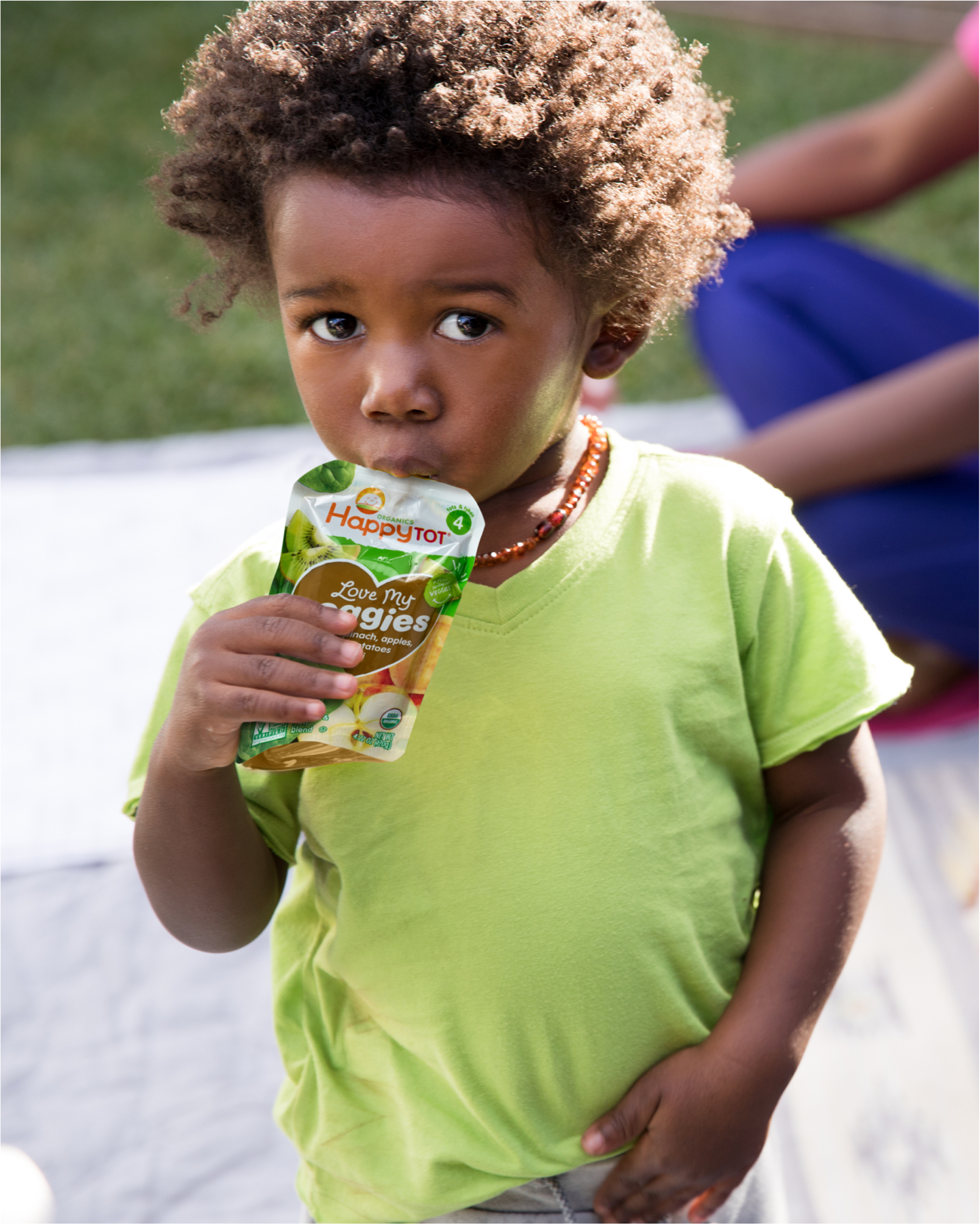 Toddler eating pouch.