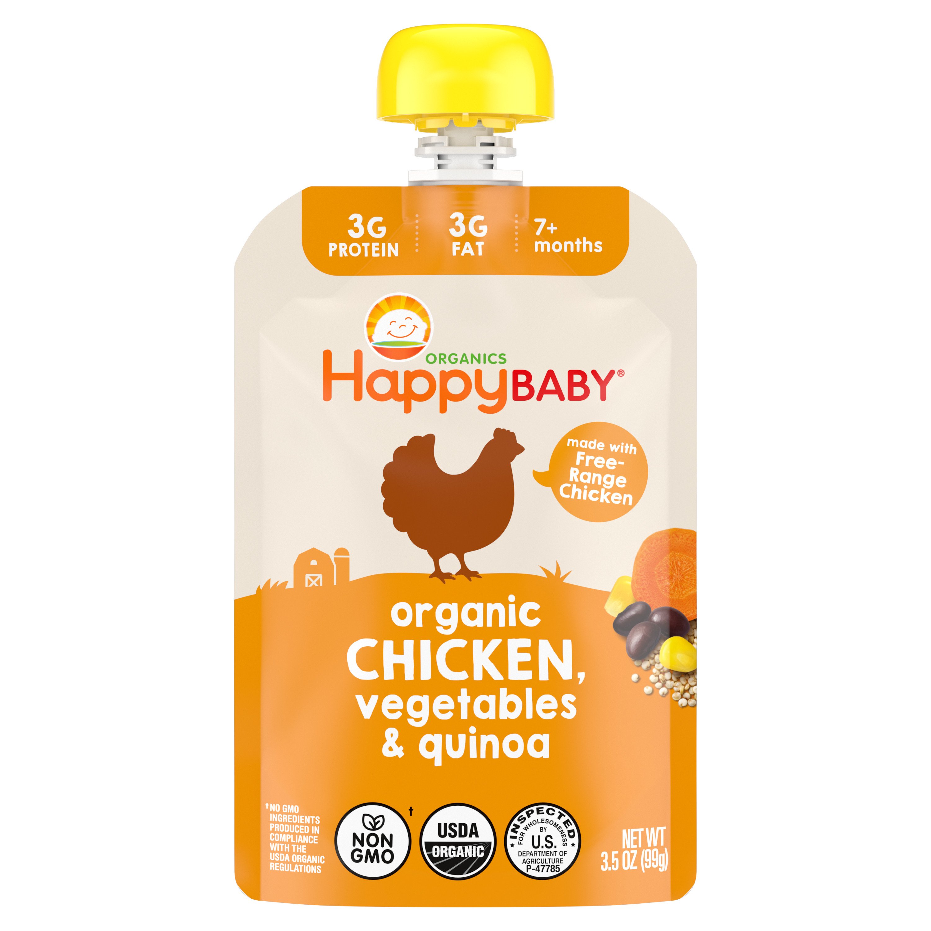 Organic Stage 3 Savory Chicken Baby Food Puree Pouches | Happy