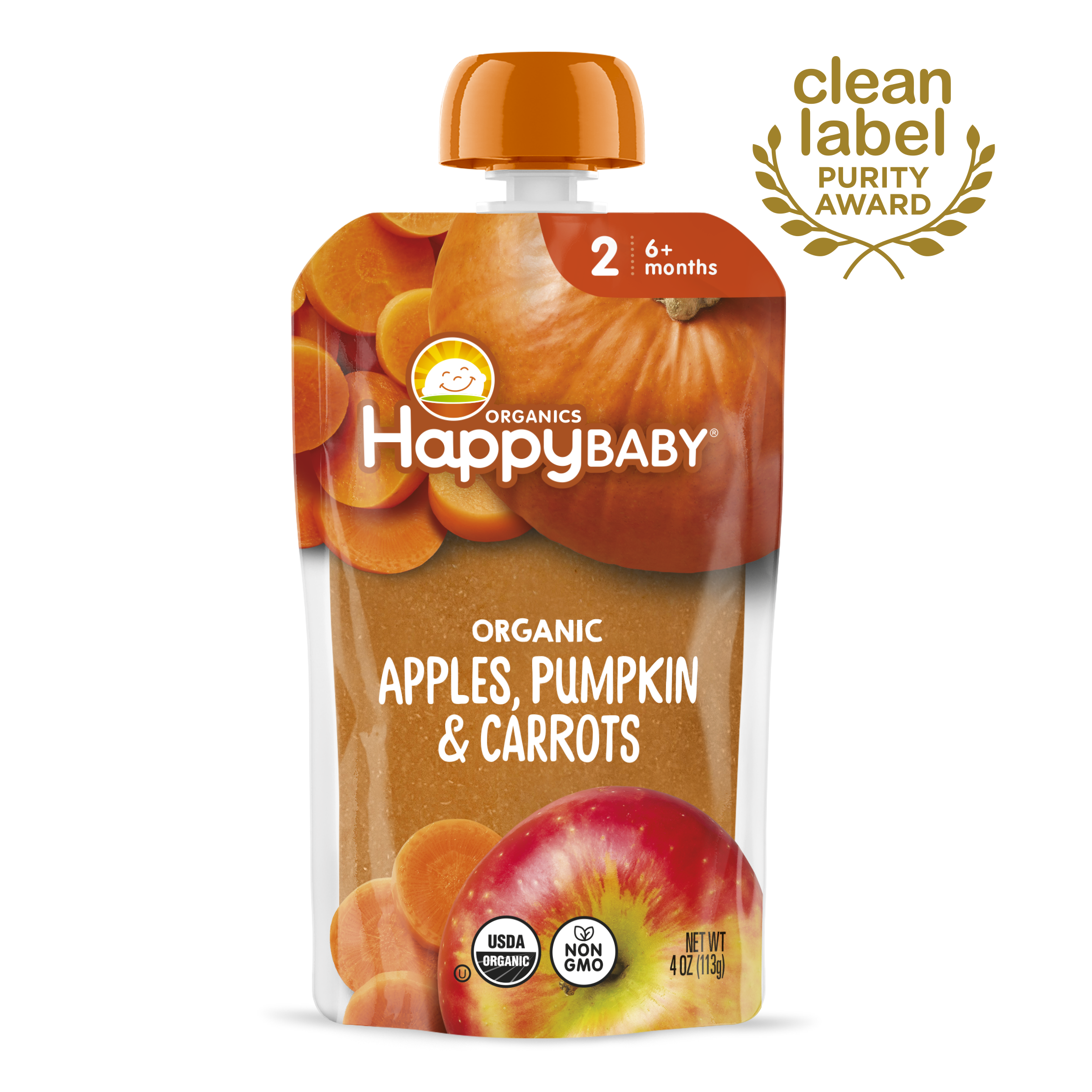 Apples, Pumpkin Carrot Puree Pouches Happy Baby Organics