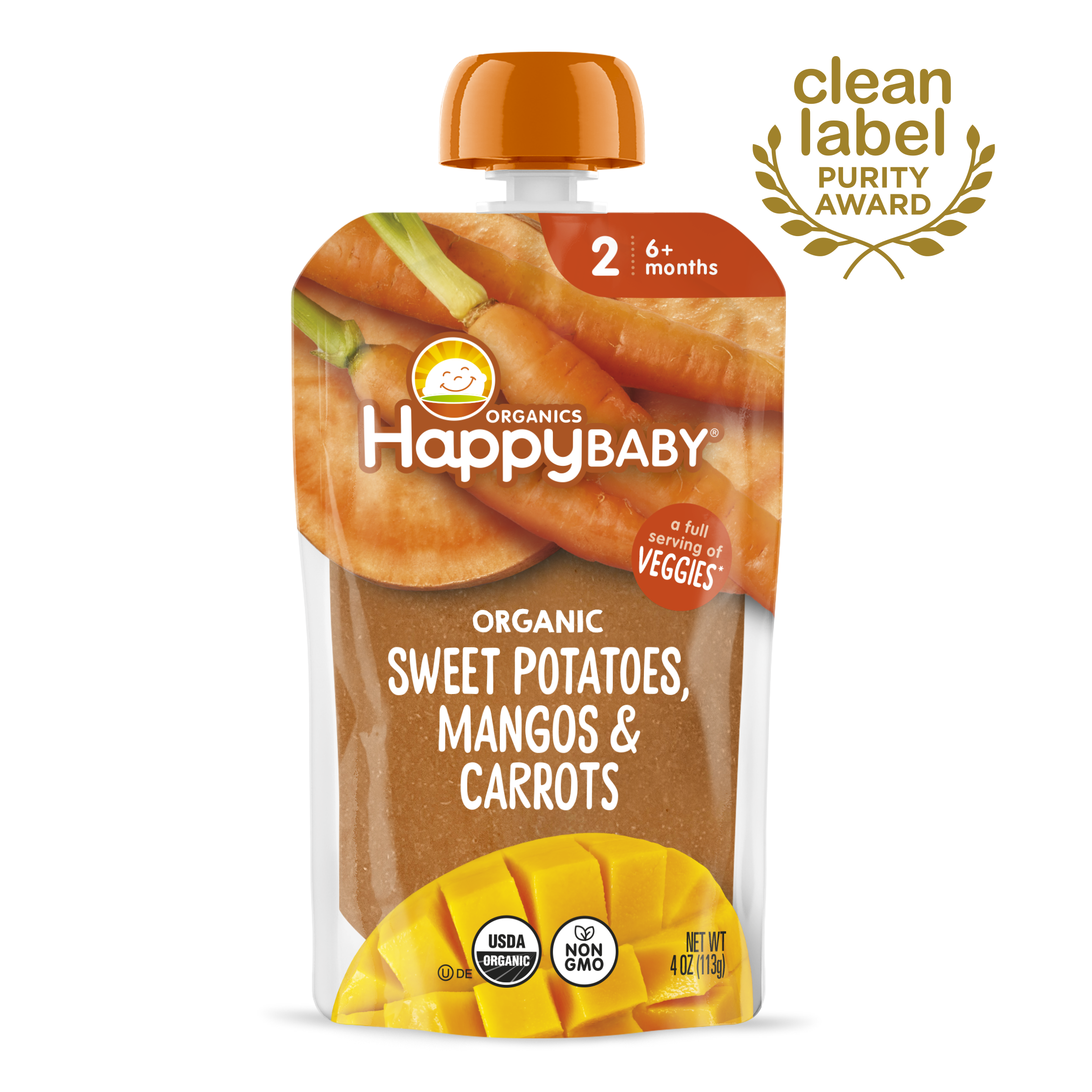 Organic Sweet Potatoes, Mangos Carrots Puree Pouches Happy