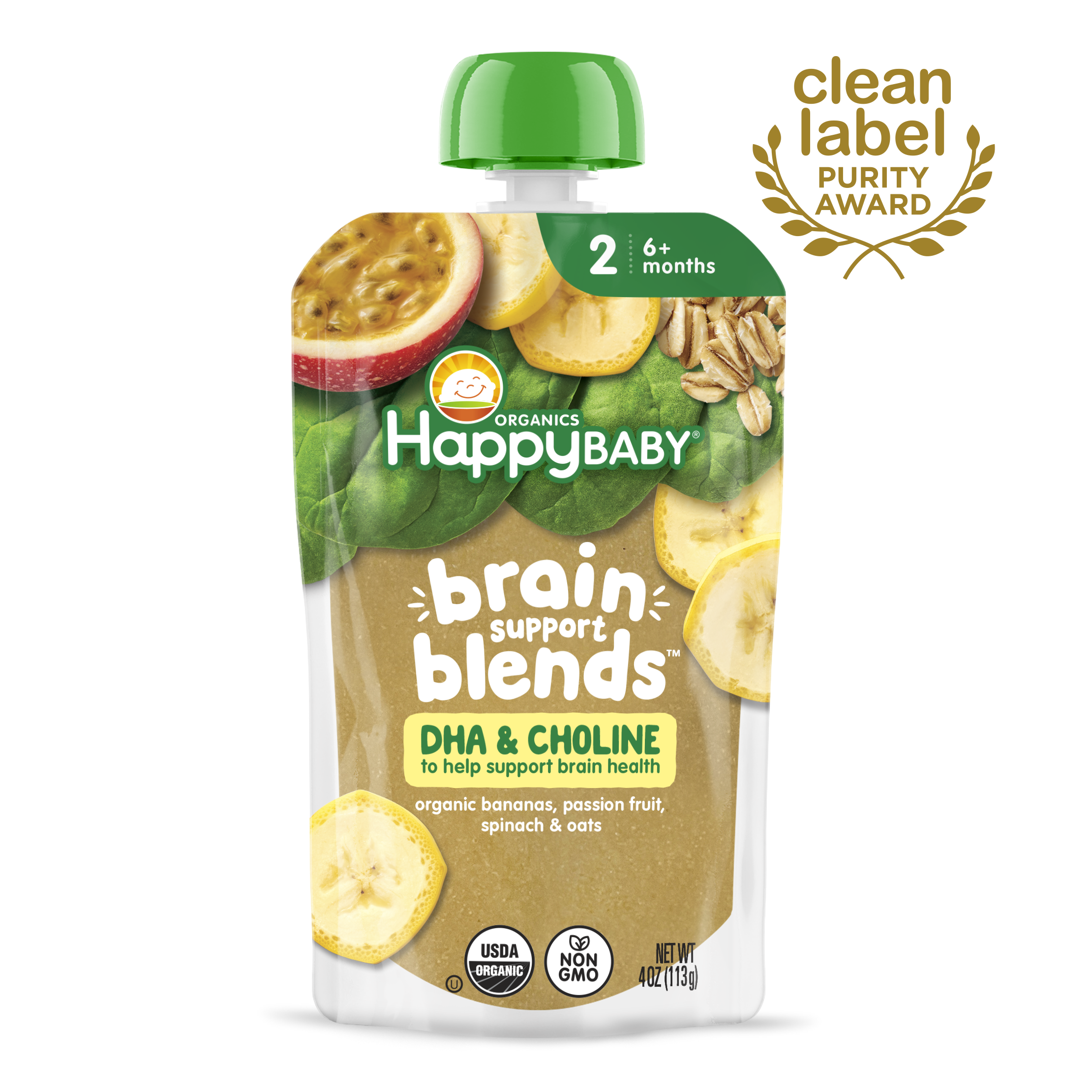 Organic Banana, Spinach, Passionfruit & Oat Puree for Brain