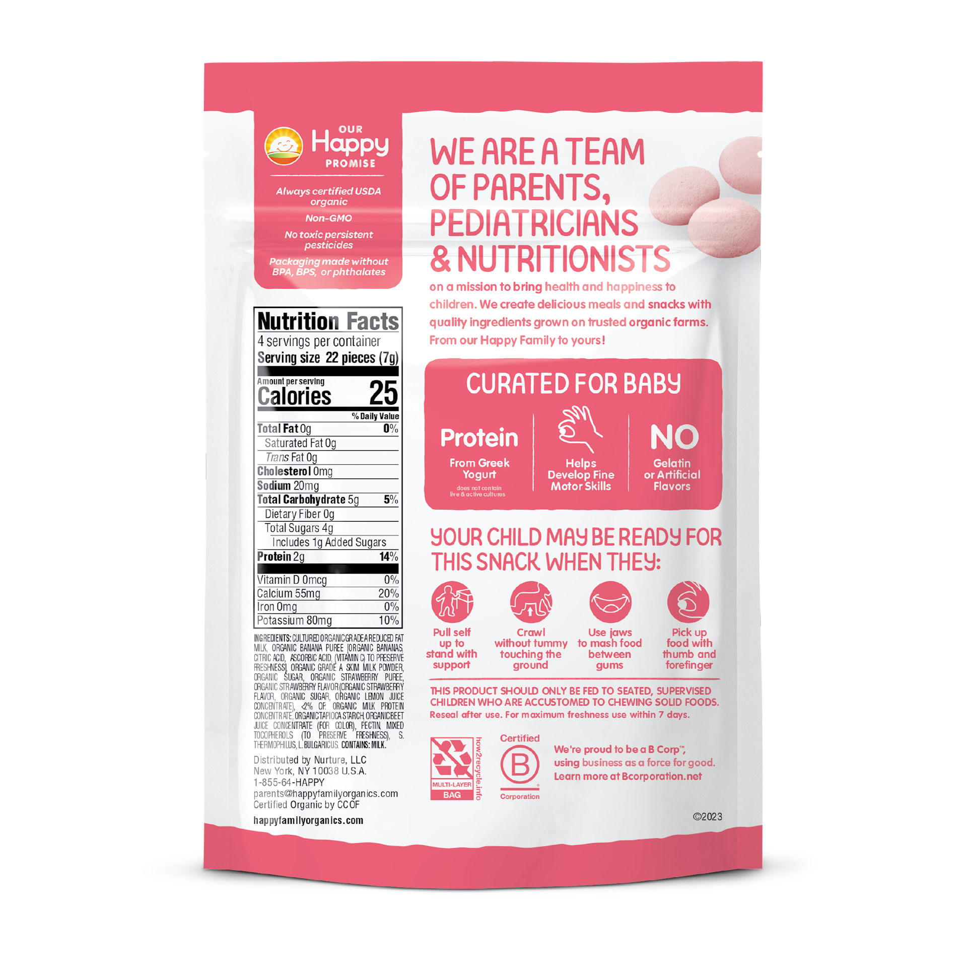 Organic Strawberry Banana Greek Yogis | Happy Baby Organics