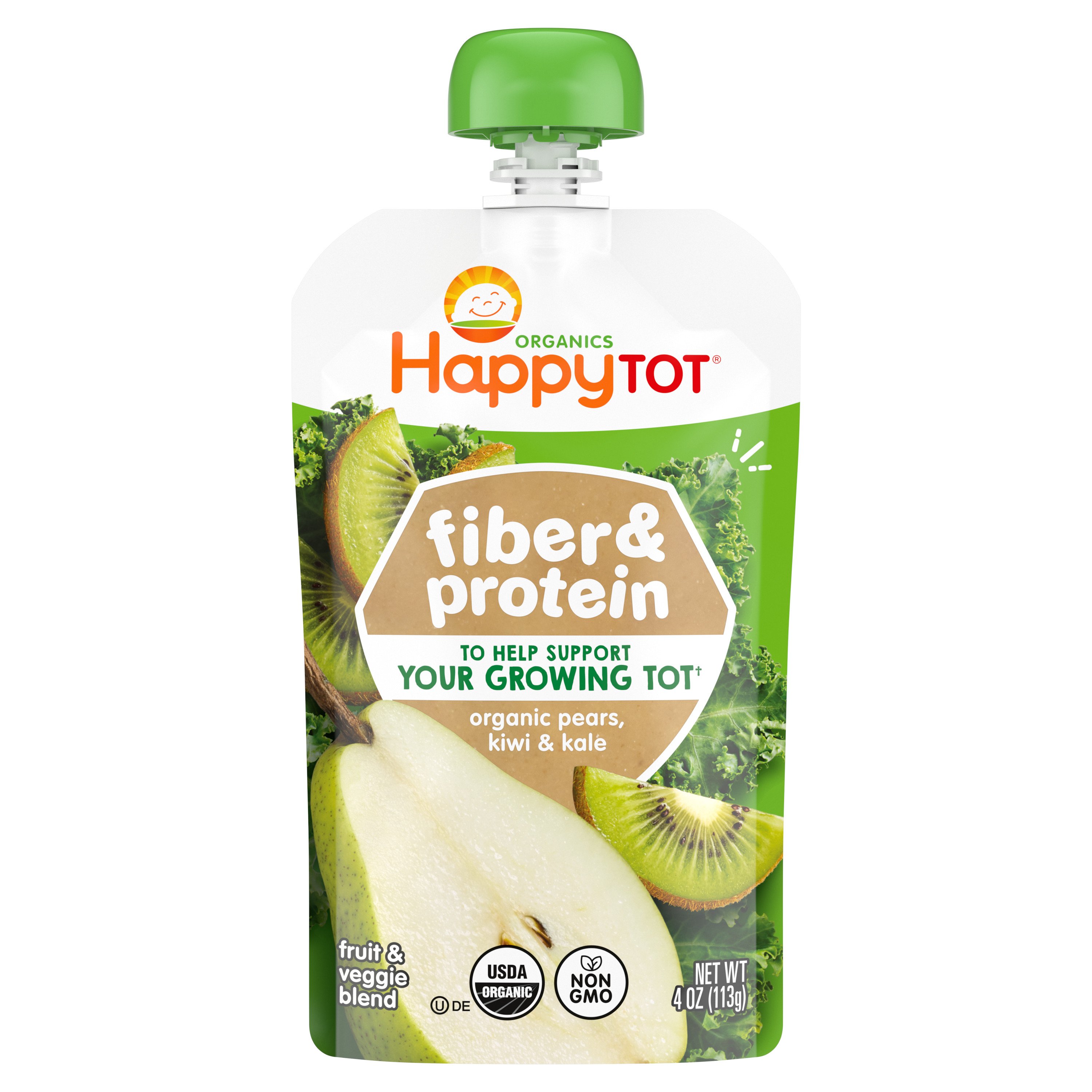 Organic Fiber & Protein Pear, Kiwi & Kale Puree for Toddlers