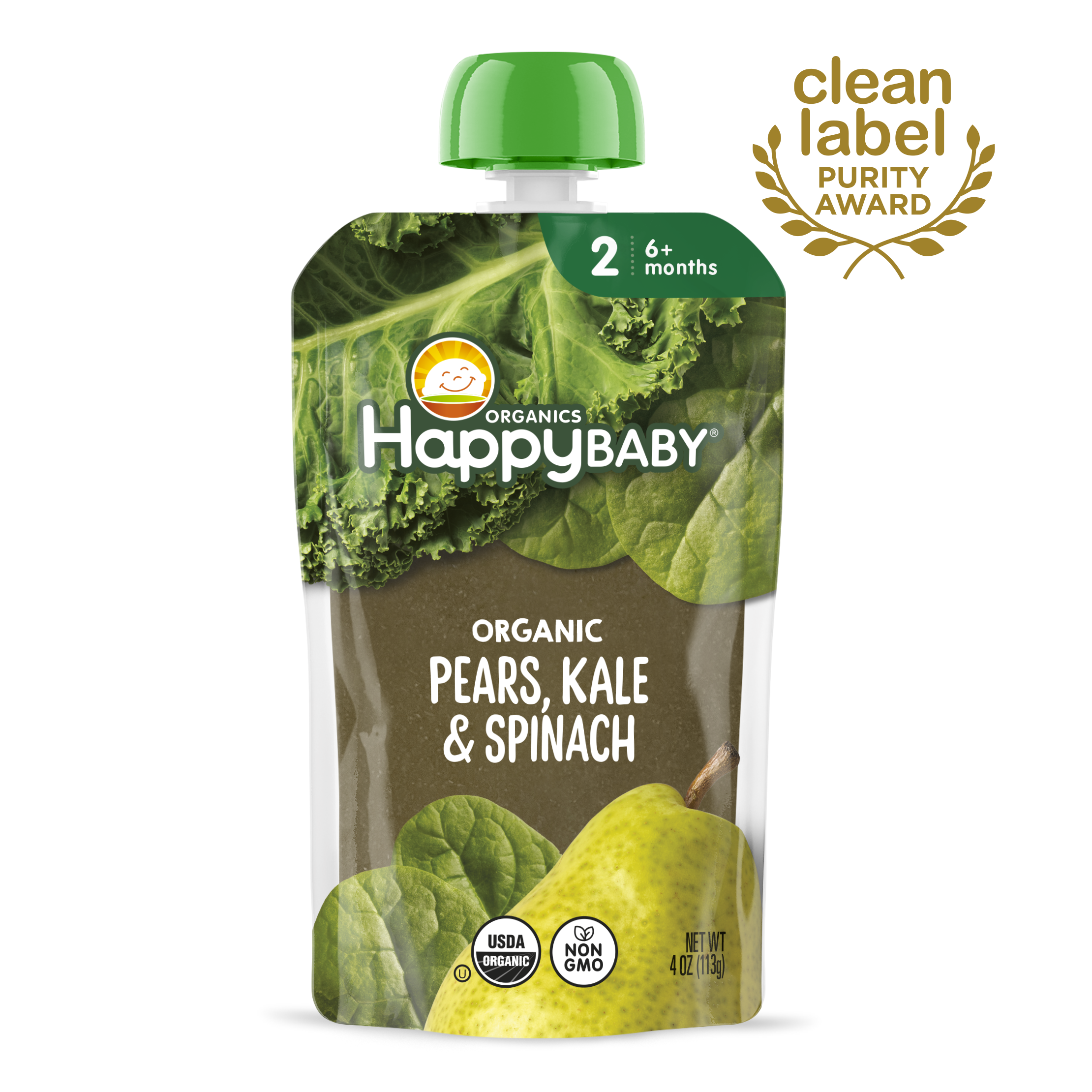Organic Pears, Kale Spinach Puree Pouches Happy Baby Organics