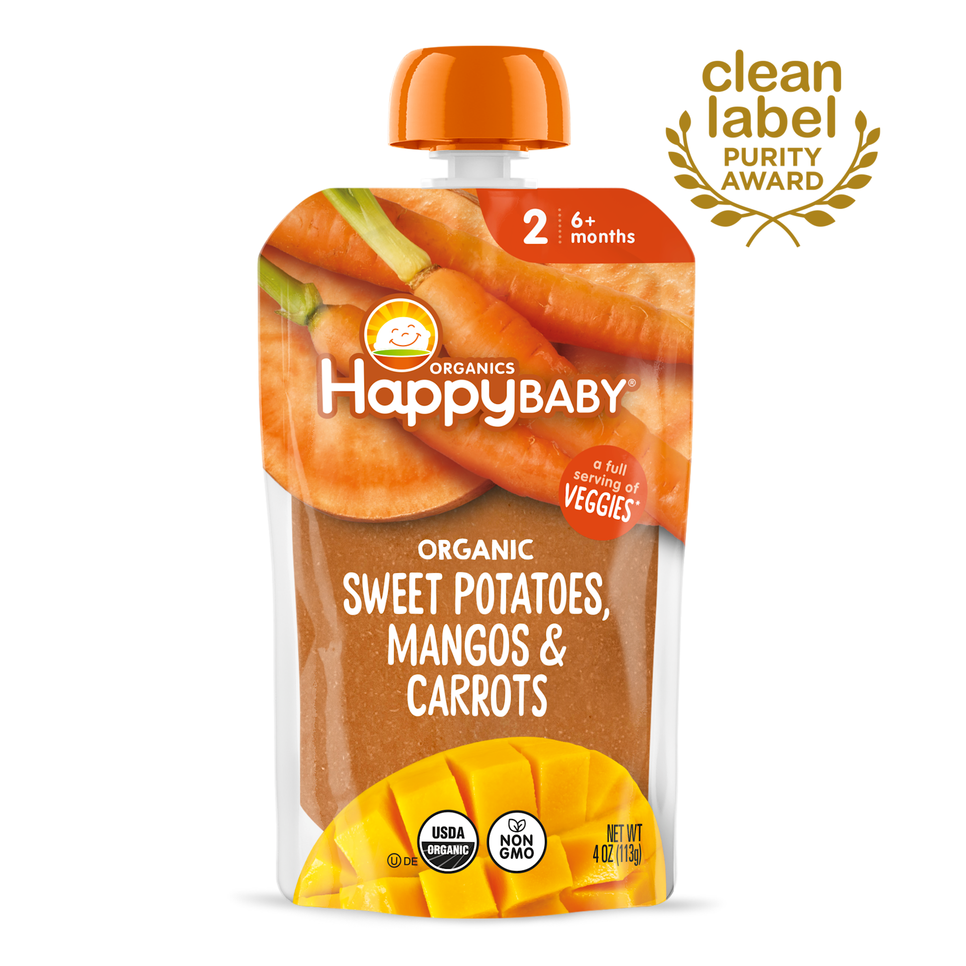 Organic Sweet Potatoes, Mangos Carrots Puree Pouches Happy