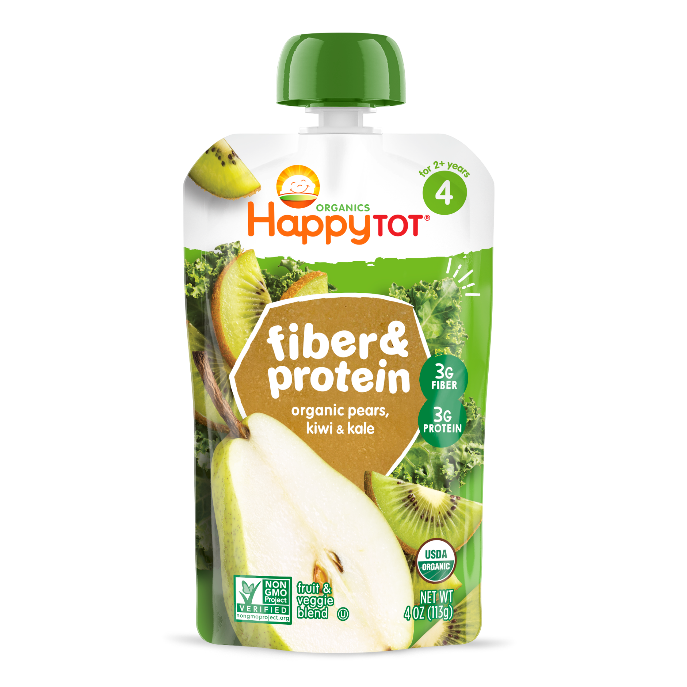 Organic Fiber & Protein Pear, Kiwi & Kale Puree for Toddlers