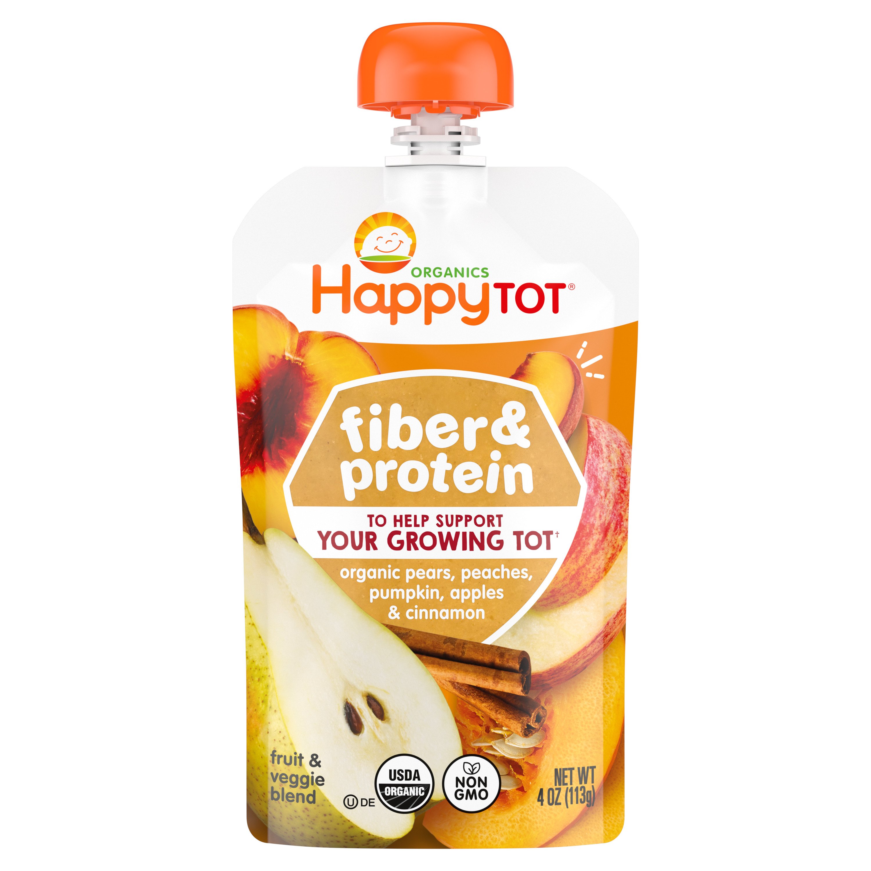 Organic Fiber & Protein Pears, Peaches, Pumpkin Pouch for Toddlers