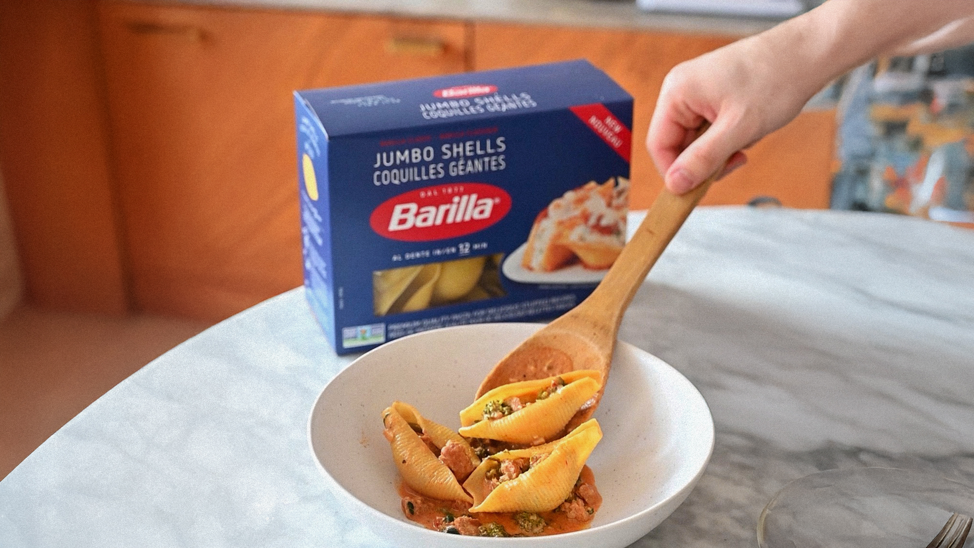 Barilla Jumbo Shells Pasta with Spicy Italian Sausage and Rapini