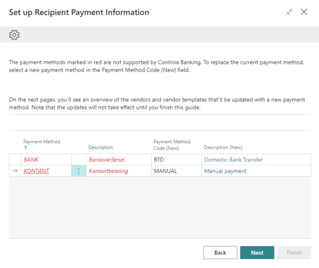 CB recipient payment info payment method