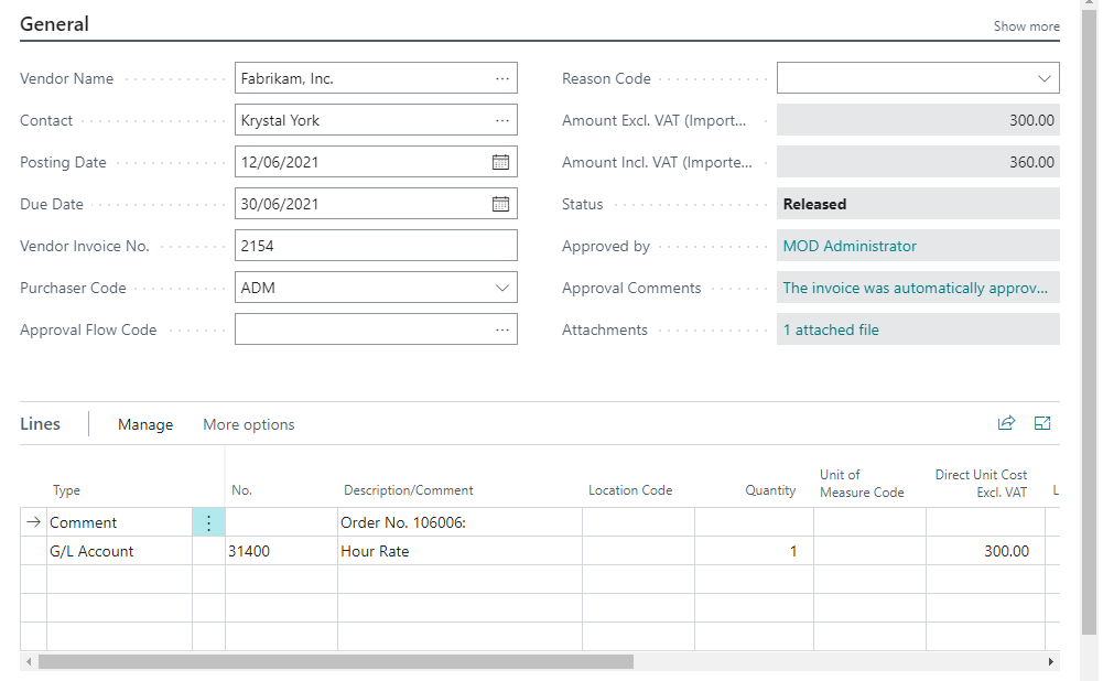 Automatically released invoice