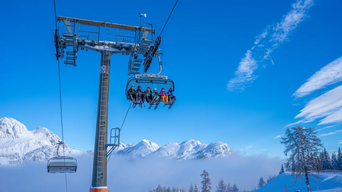 Nassfeld ski resort people in lift