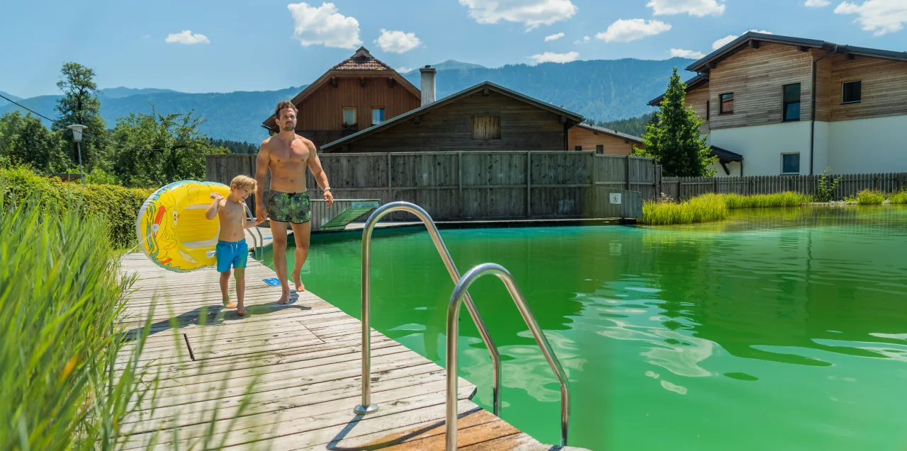 Hermagor Father Son Swim Pond Boat