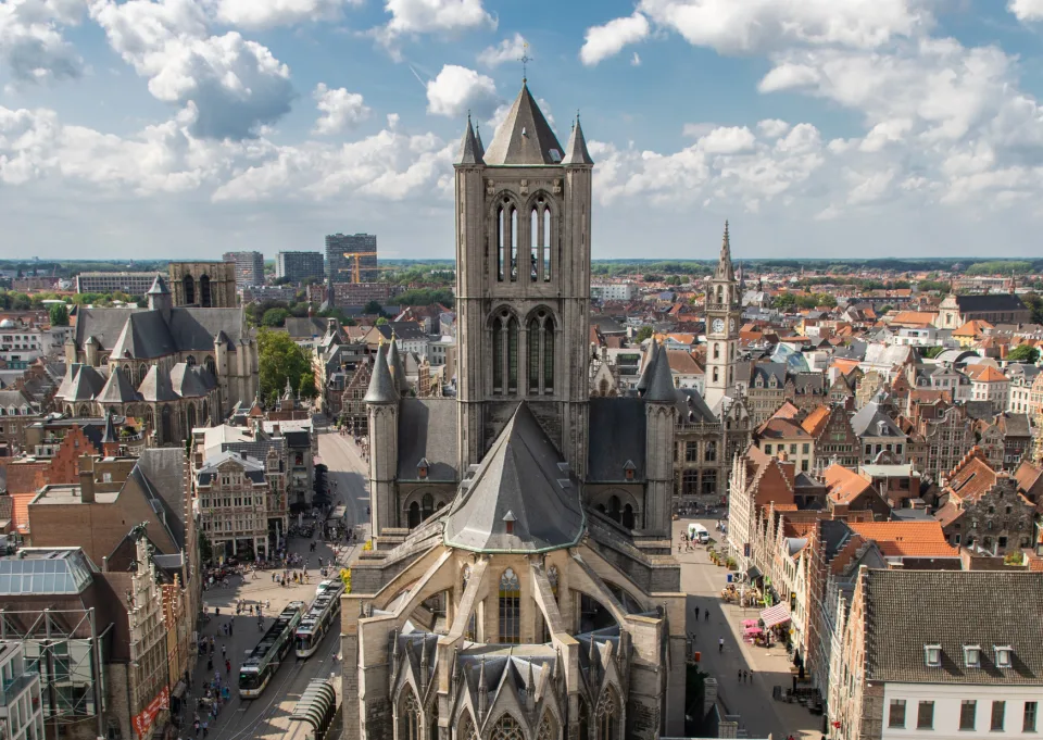 Ghent Church Centre Sky Rooftops