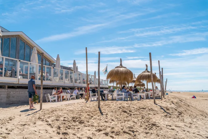 Holiday park EuroParcs De Woudhoeve dog beach North-Holland Netherlands restaurant beach restaurant beach sand sea terrace