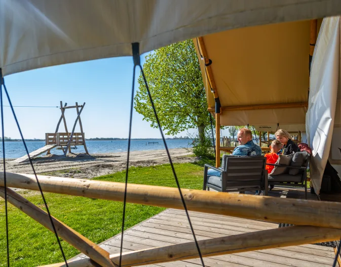 EuroParcs Zuiderzee Water Veluwemeer Glamping Family Terrace Tent Beach